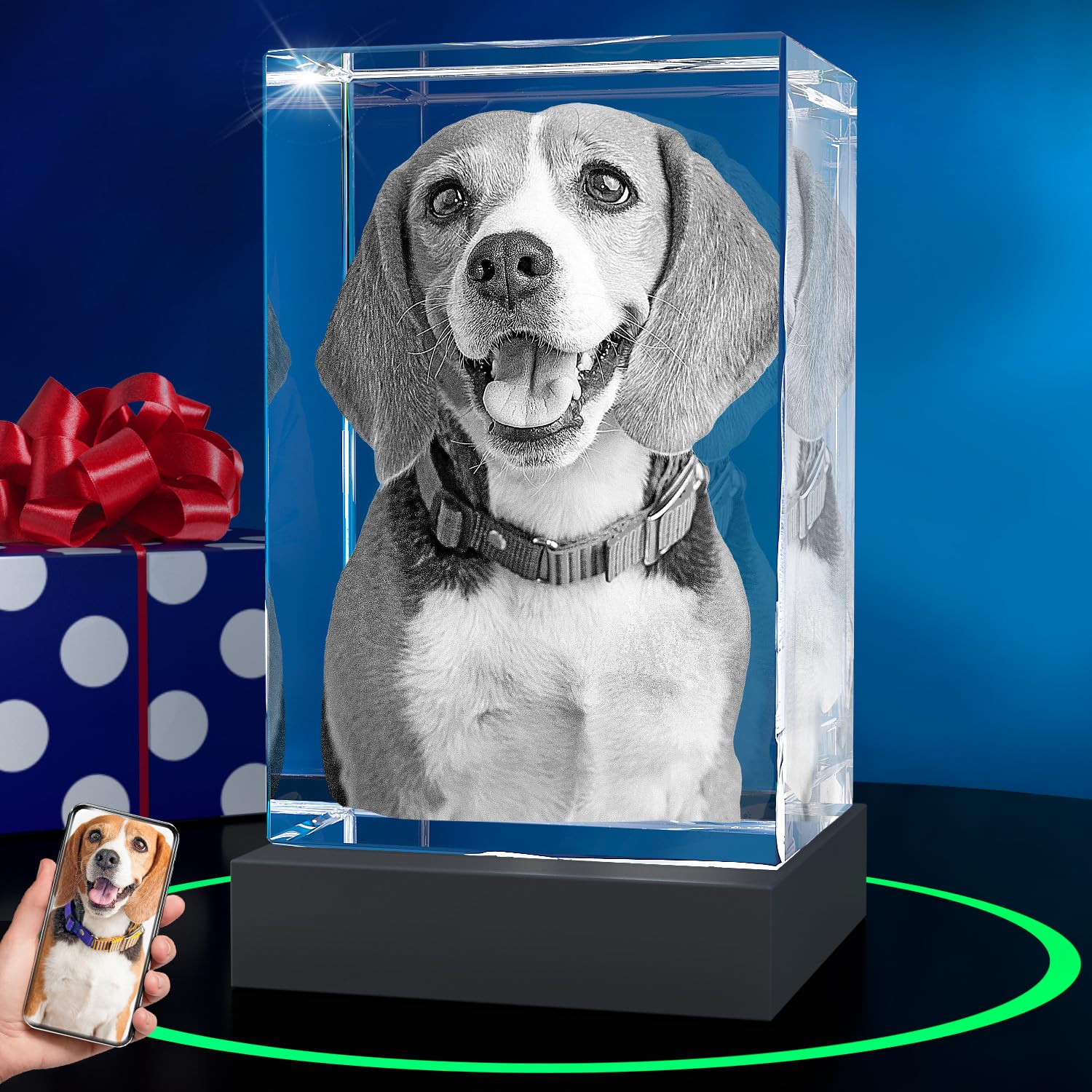 ArtPix 3D Premium Crystal Photo - Personalized Dog Memorial Gift with Custom Photo Engraving | Laser Etched Crystal Keepsake for Pet Lovers & Owners | Thoughtful Sympathy Gift for Dog Loss | Perfect for Home Memorials, Pet Tributes & Special Occasions