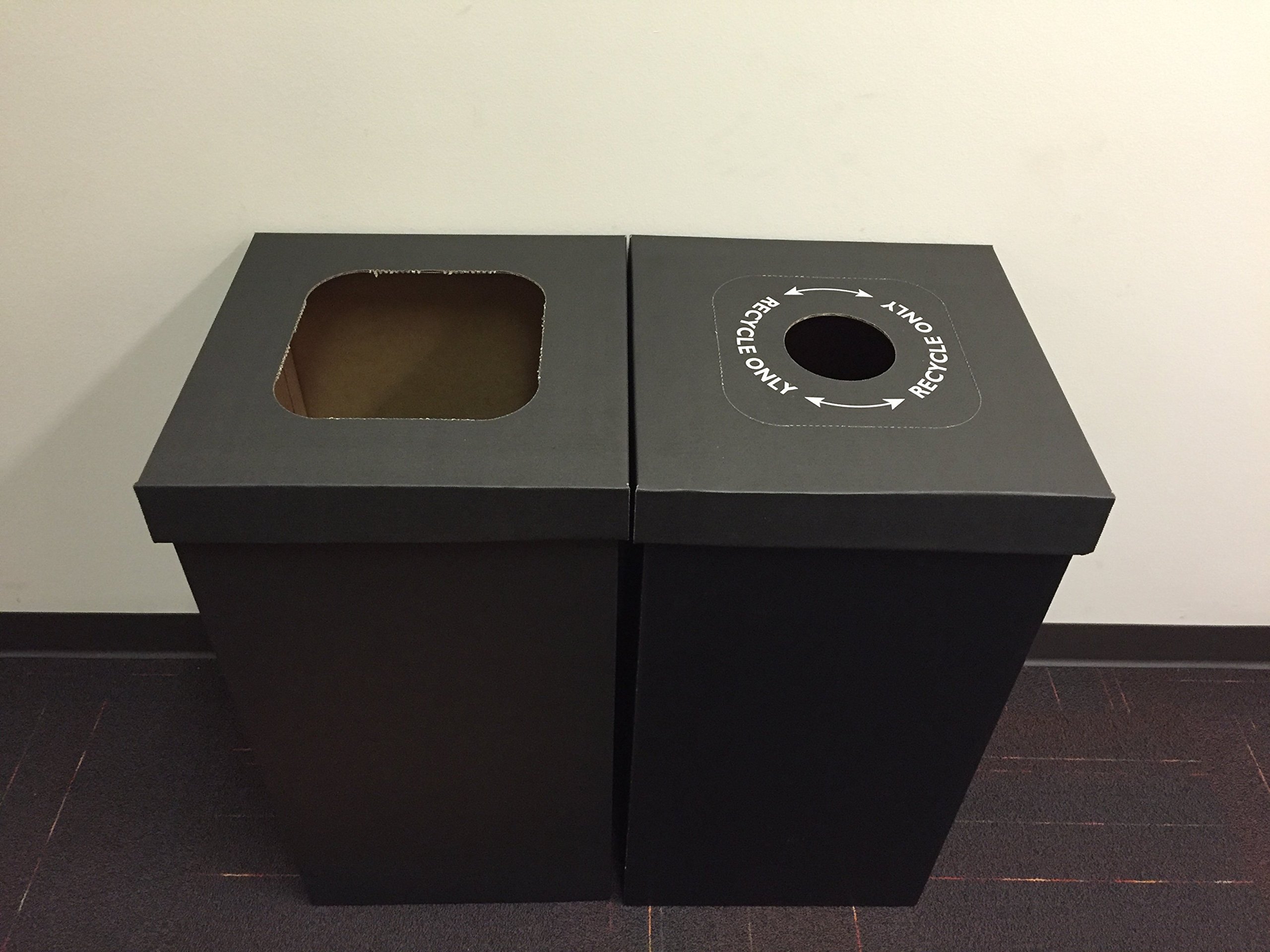 Eco-Friendly Disposable & Reusable Cardboard Trash & Recycling Bins with Lid & Trash Bags - 10-Pack Black - Perfect for Home, Office, Events & Waste Sorting