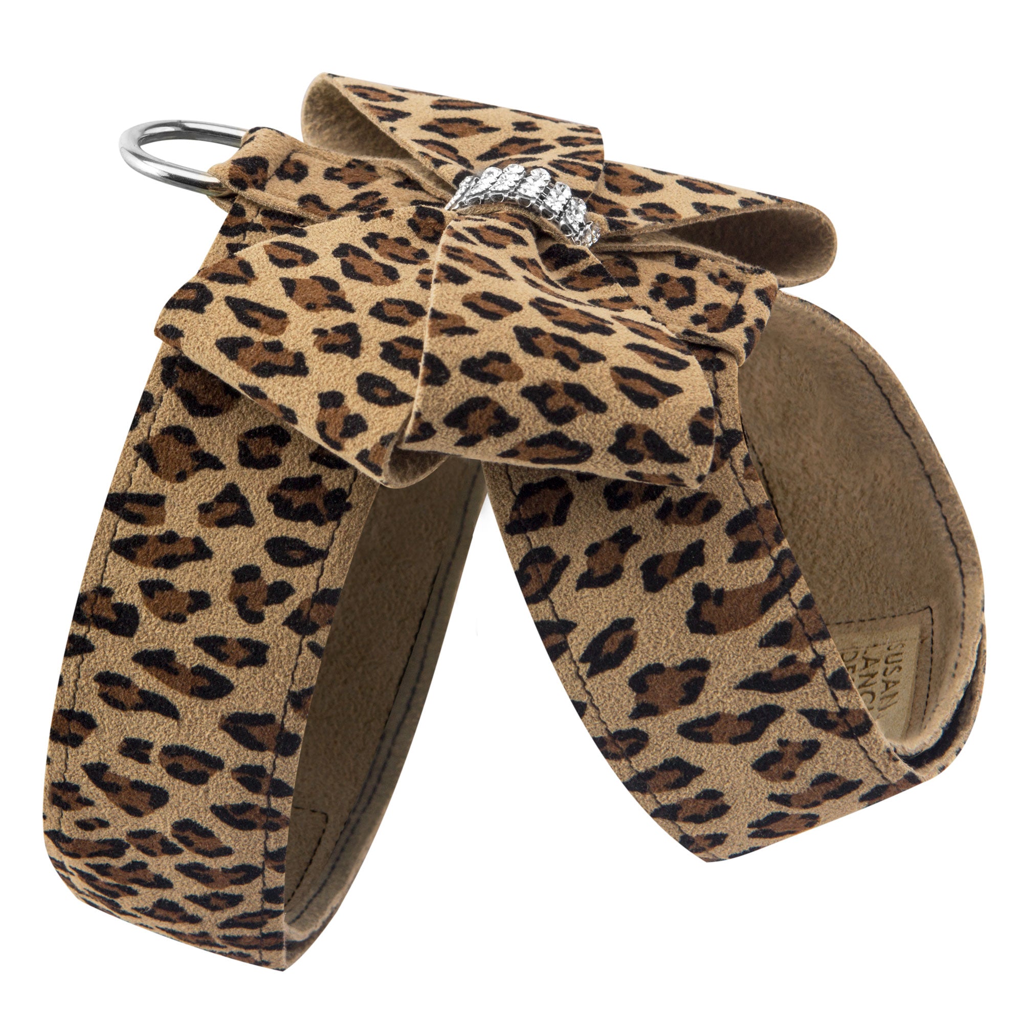 Cheetah Print Dog Harness with Bow - Adjustable Pet Vest for Small Dogs, Fashionable & Secure Walking Gear - Perfect for Daily Walks, Outdoor Adventures & Pet Photos