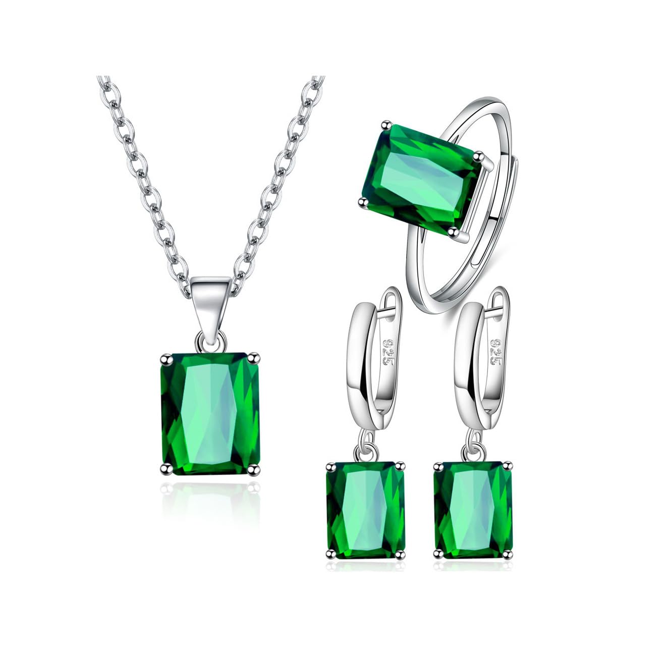 FDEETY Women's Rhinestone Crystal Jewelry Set - Adjustable Necklace, Drop Dangle Earrings & Ring - Perfect for Bridesmaids, Prom, Costume Parties & Evening Dresses | Elegant Gift for Women