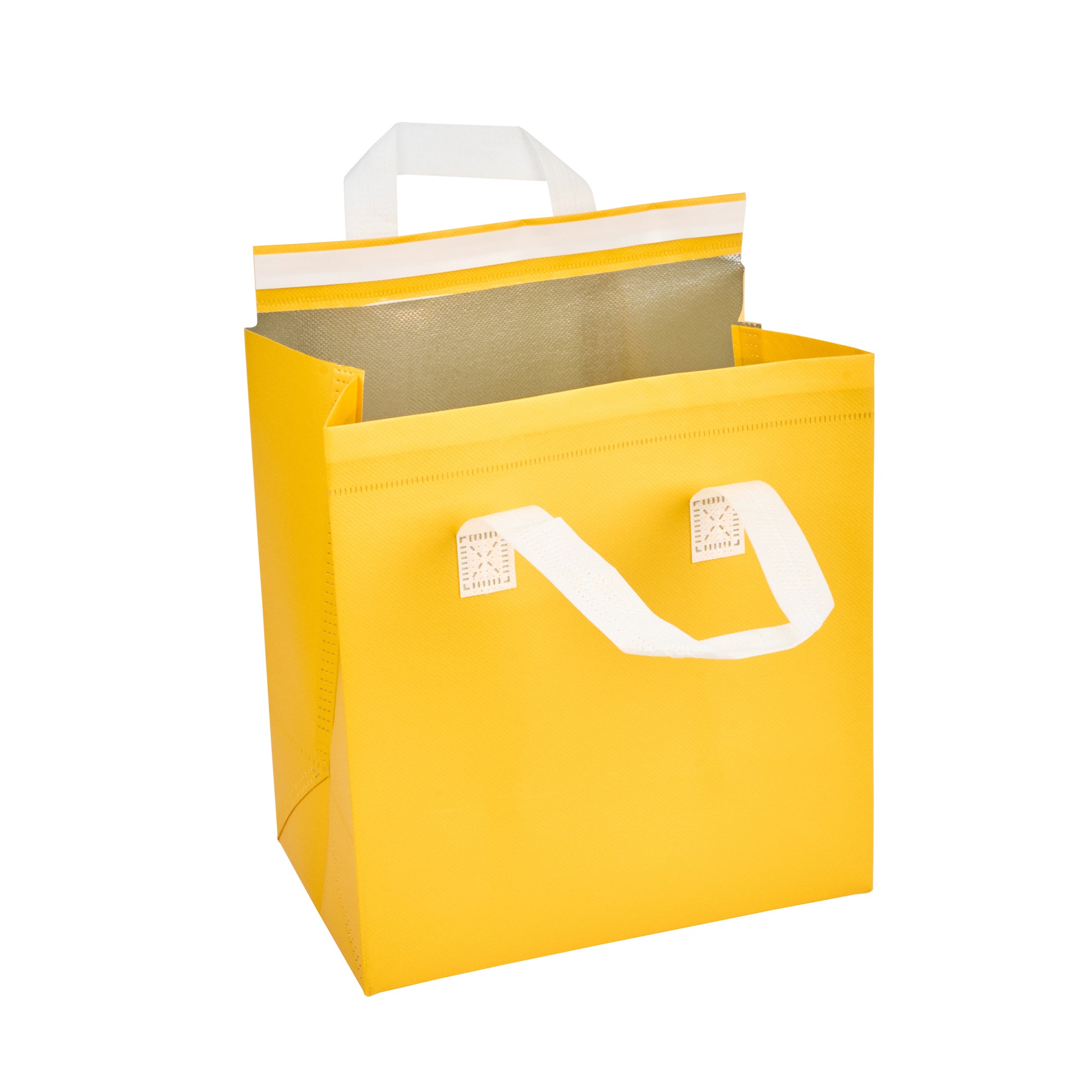 Insulated Yellow Takeout Bags - Tamper Evident Food Delivery Bags (9.5
