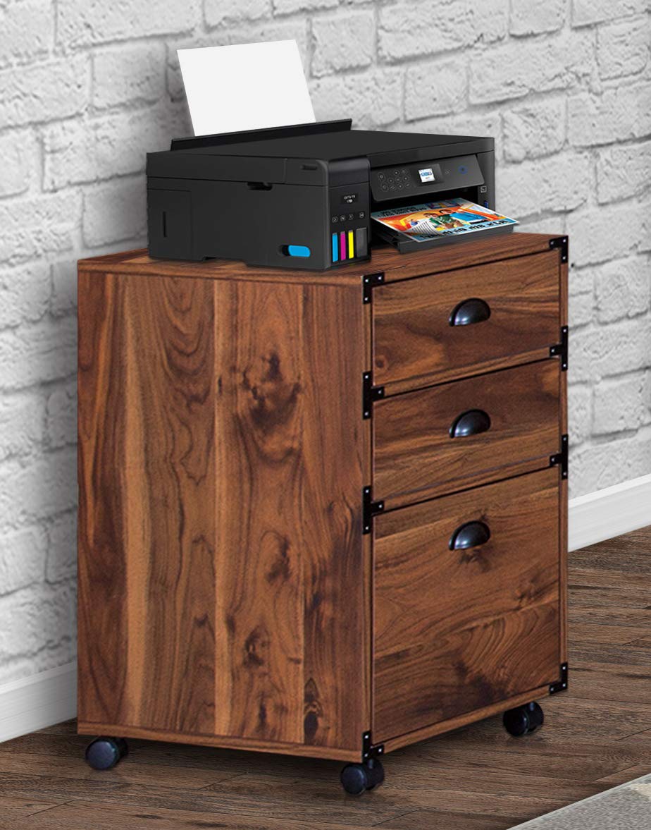 3-Drawer Mobile File Cabinet - Rolling Lateral File Storage Organizer with Hanging Letter Holder for Home & Office Use | Compact & Space-Saving Document Organization Solution