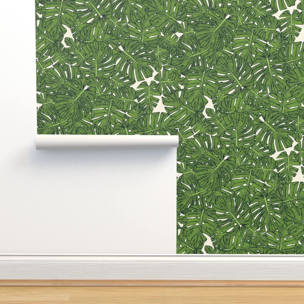 Premium Commercial Grade Wallpaper - 27ft x 2ft Monstera Leaf Tropical Jungle Design | Green Swiss Cheese Plant Nature Theme | Peel & Stick Wall Mural for Living Room, Bedroom, Office Decor