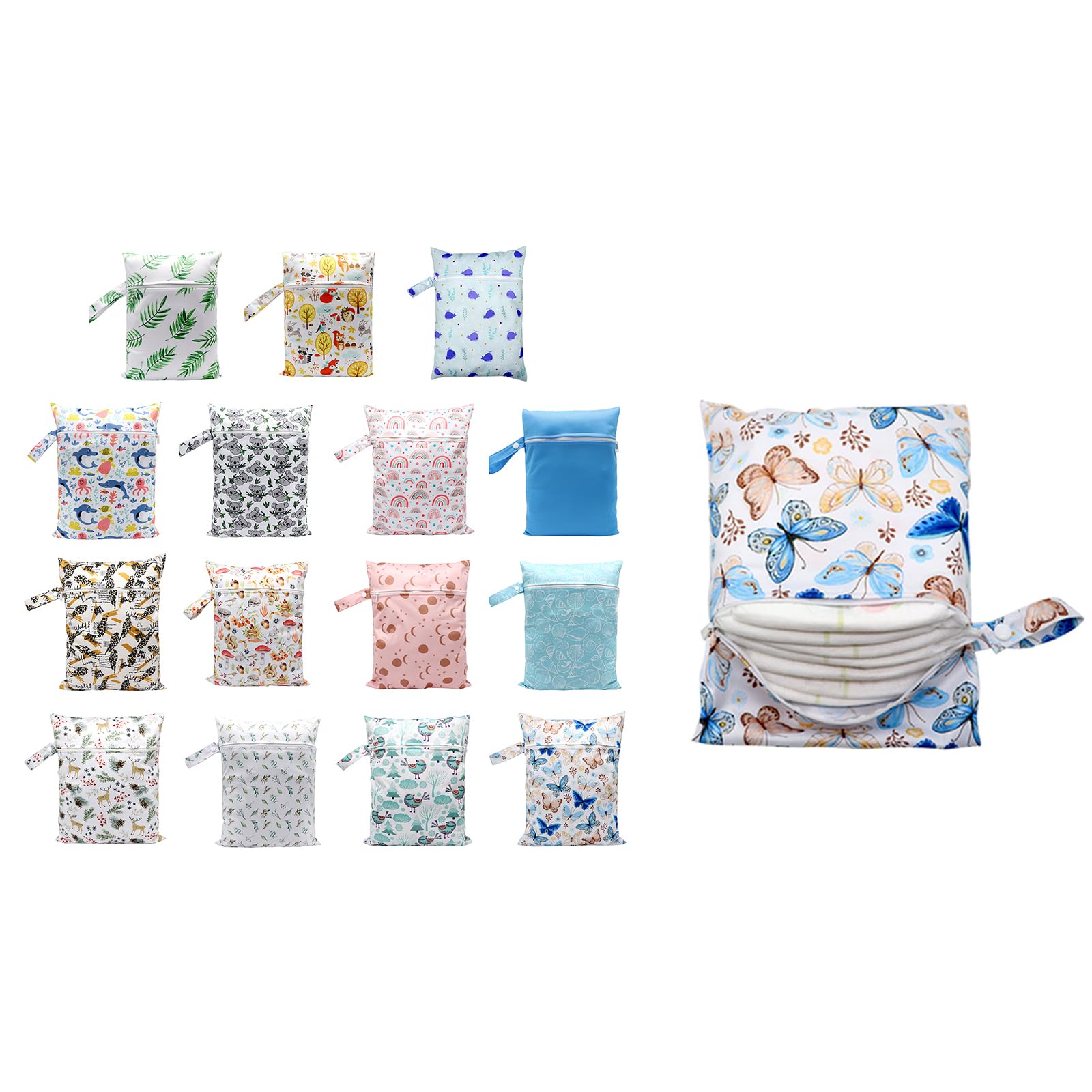 Cartoon Print Baby Diaper Bag - Large Capacity Waterproof Wet/Dry Nappy Organizer with Zipper - Perfect for Travel, Daycare & Outings with Toddlers