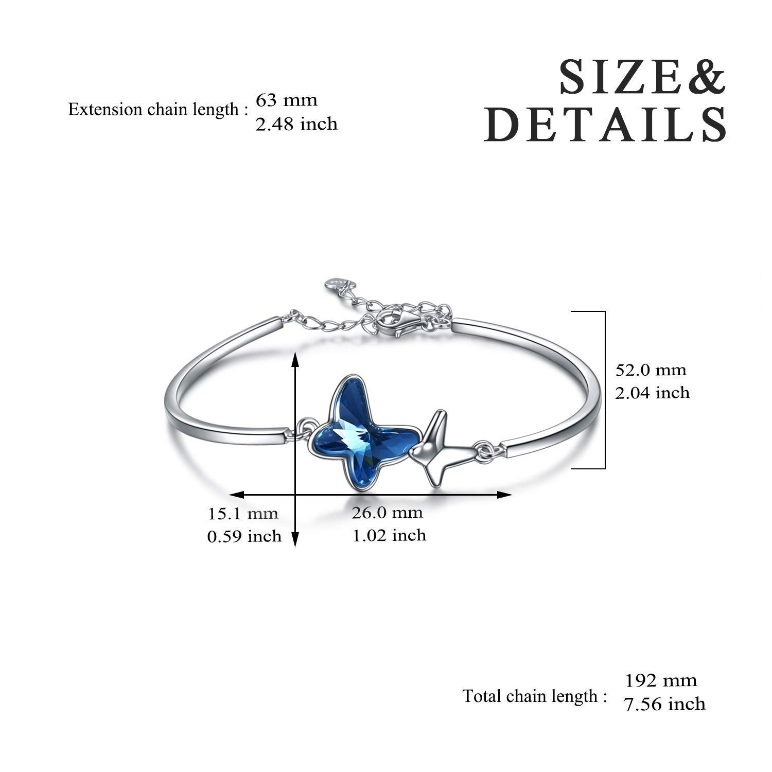Elegant AOBOCO Sterling Silver Chasing Butterfly Necklace & Bracelet Set with Genuine Austrian Crystals | Perfect Butterfly Jewelry Gift for Women, Anniversary & Birthday Present | Ideal for Date Nights, Weddings & Special Occasions