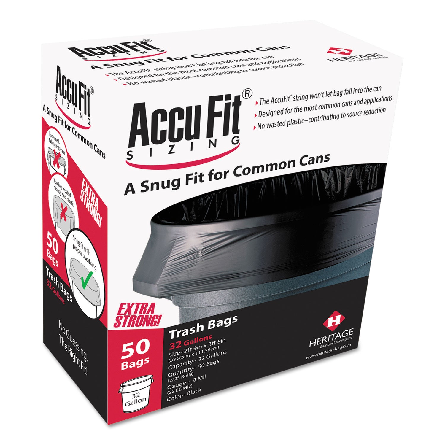 AccuFit® Linear Low Density Can Liners - 44 Gallon, 0.9 Mil, 37