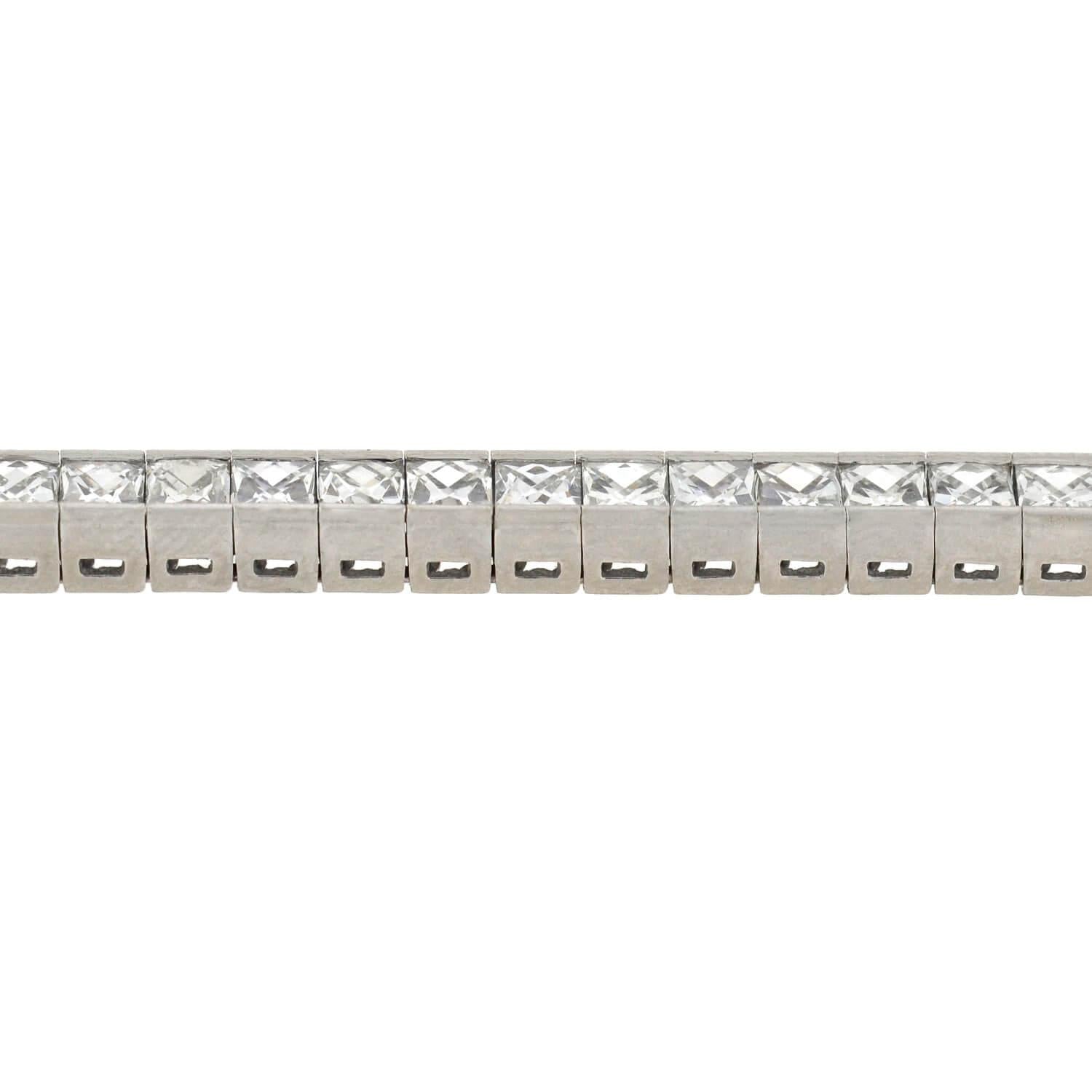 Estate Platinum French Cut Diamond Line Bracelet 11.60ctw - Vintage Luxury Jewelry for Women - Perfect for Weddings, Anniversaries & Special Occasions