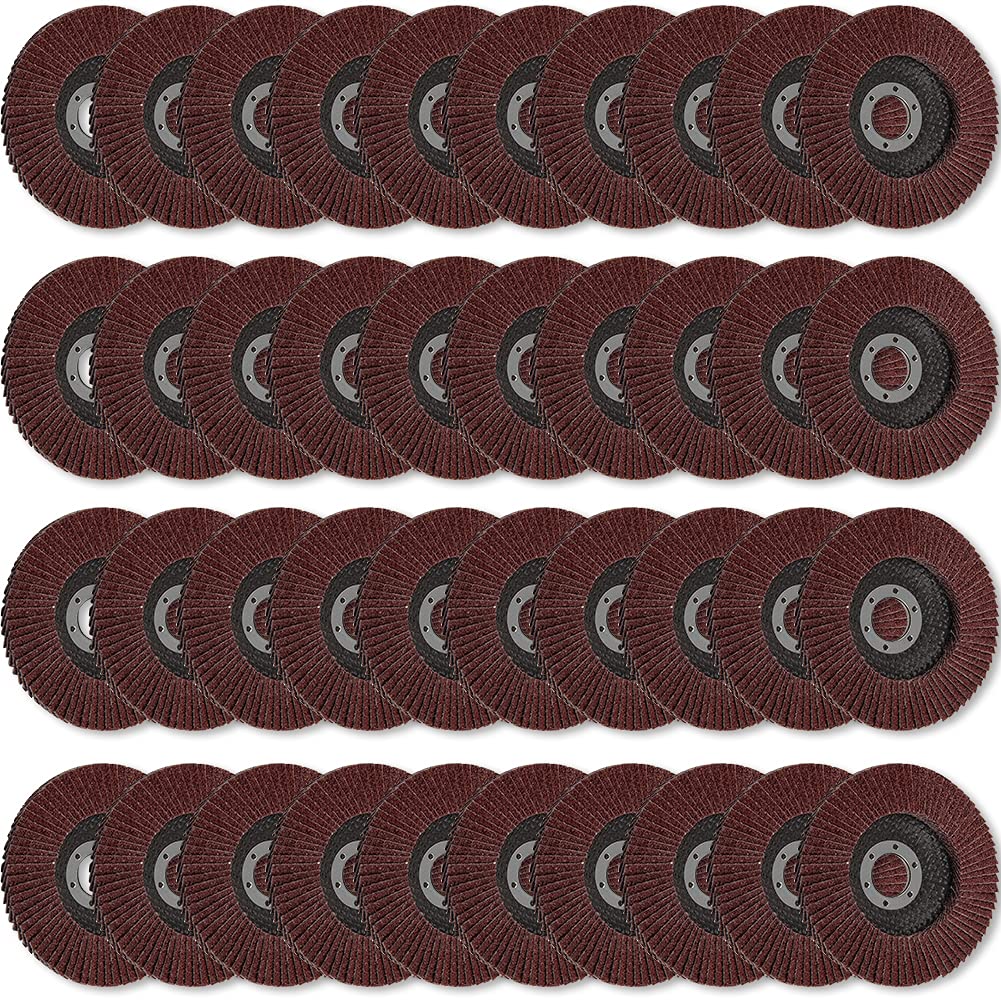 40 Pack 4.5 Inch Flap Discs for Angle Grinder - Assorted 40/60/80/120 Grit Sanding Discs - Perfect for Metal, Wood & Paint Removal - DIY & Professional Use