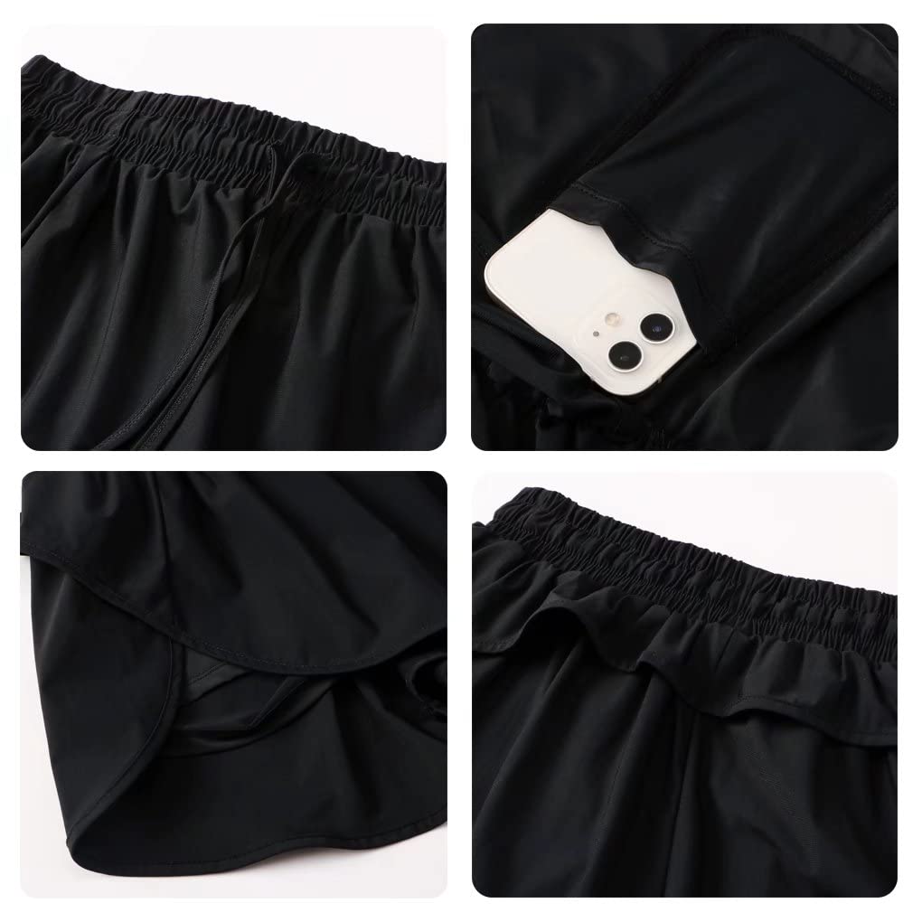 Women's 2-in-1 Running Shorts - Quick Dry Athletic Gym Workout Shorts with Built-in Liner | Perfect for Jogging, Yoga & Fitness Training