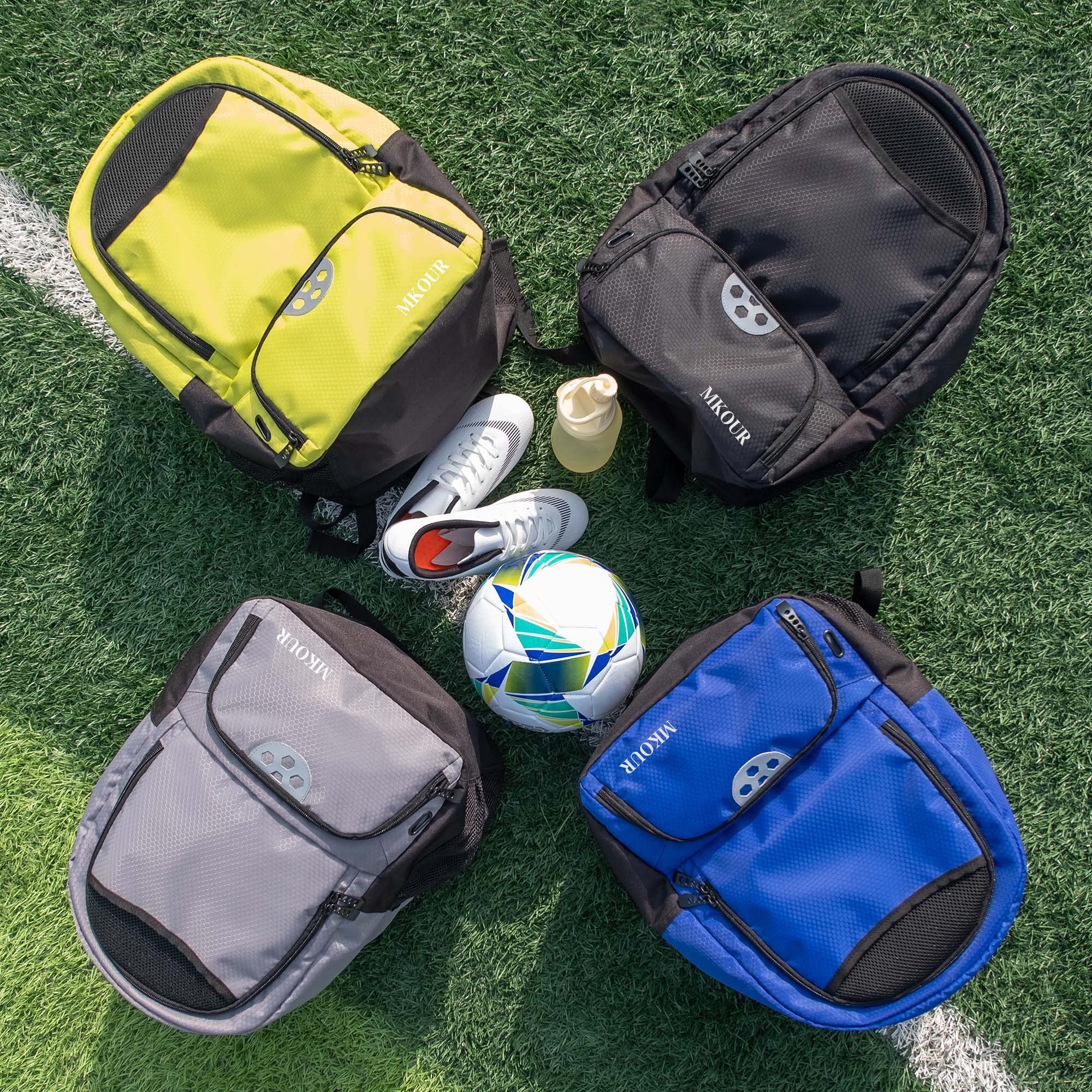 Mkour Soccer Backpack - Waterproof Sports Bag for Football, Basketball & Volleyball with Ball Compartment & Holder - Perfect for Training, Games & Travel