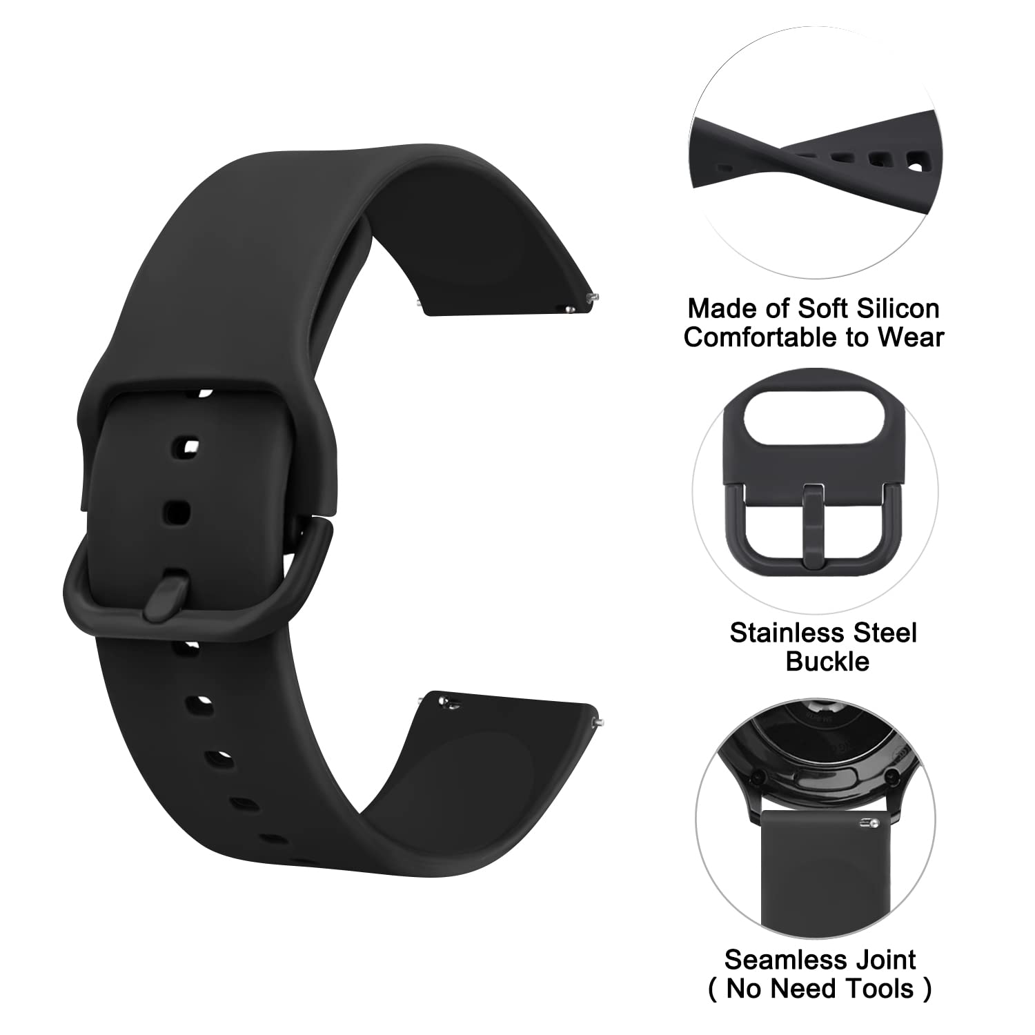 Meliya Quick Release Silicone Watch Bands - 20mm 22mm Soft Replacement Strap for Women & Men - Perfect for Fitness, Swimming & Everyday Wear