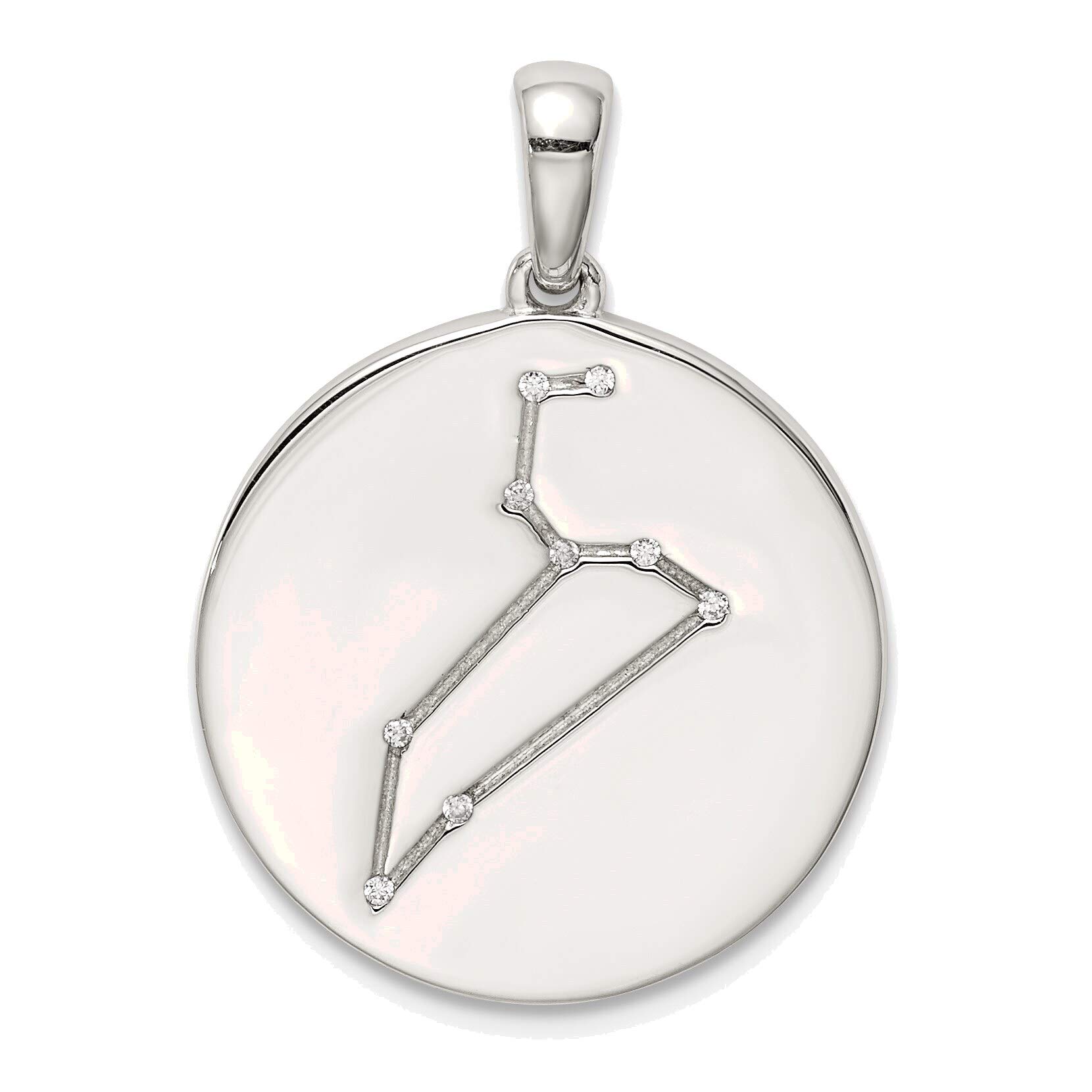 Sterling Silver CZ Leo Zodiac Pendant - Elegant Astrology Jewelry Gift
