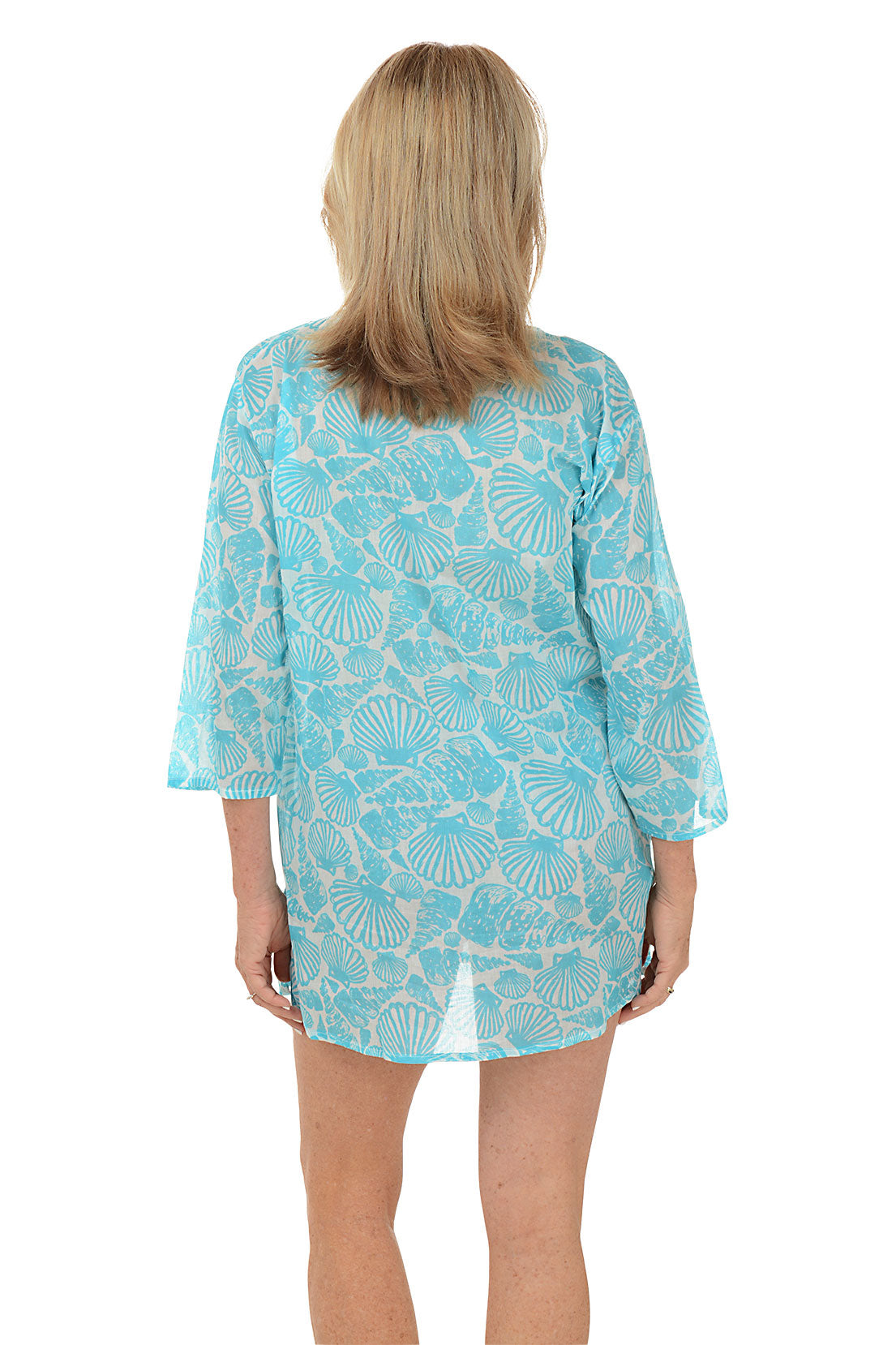 Seashells Hannah Tunic Cover Up - Lightweight Beach Dress for Women, Summer Swim Cover Up, Boho Chic Tunic Top for Pool Party, Vacation & Resort Wear
