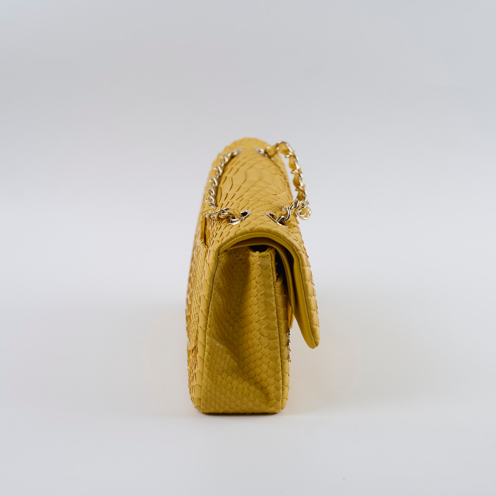 Chanel Python Leather Medium M/L Classic Flap Bag Yellow Series 22 - Luxury Designer Handbag for Women, Perfect for Parties, Weddings & Special Occasions