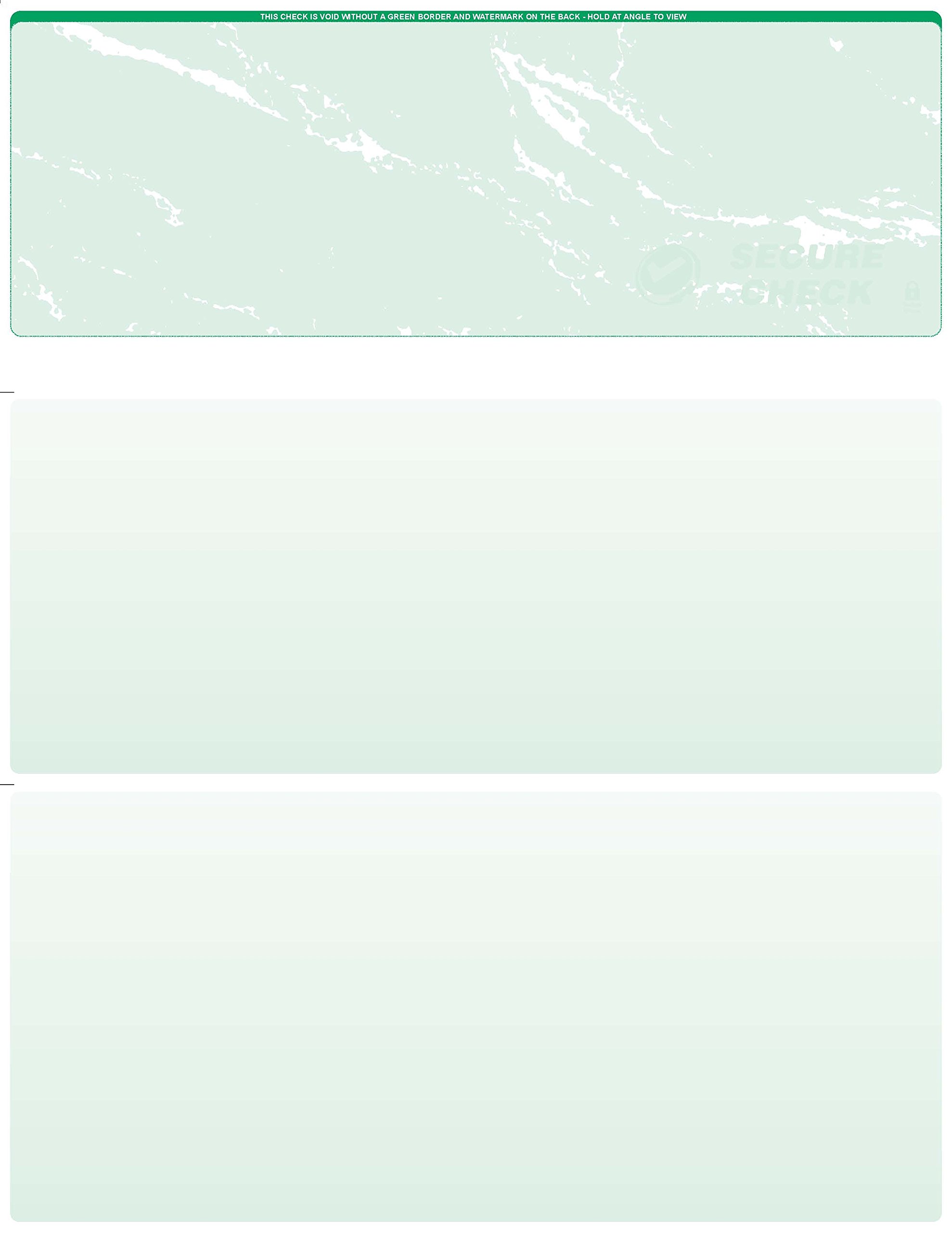 ABC Blank Check Stock Paper - 500 Green Computer Voucher Checks | Versa Check Refills for Laser Printers | Top Check with Bottom Stub | Payroll Sheets for Home Business | Perfect for Small Business Accounting & Personal Check Writing