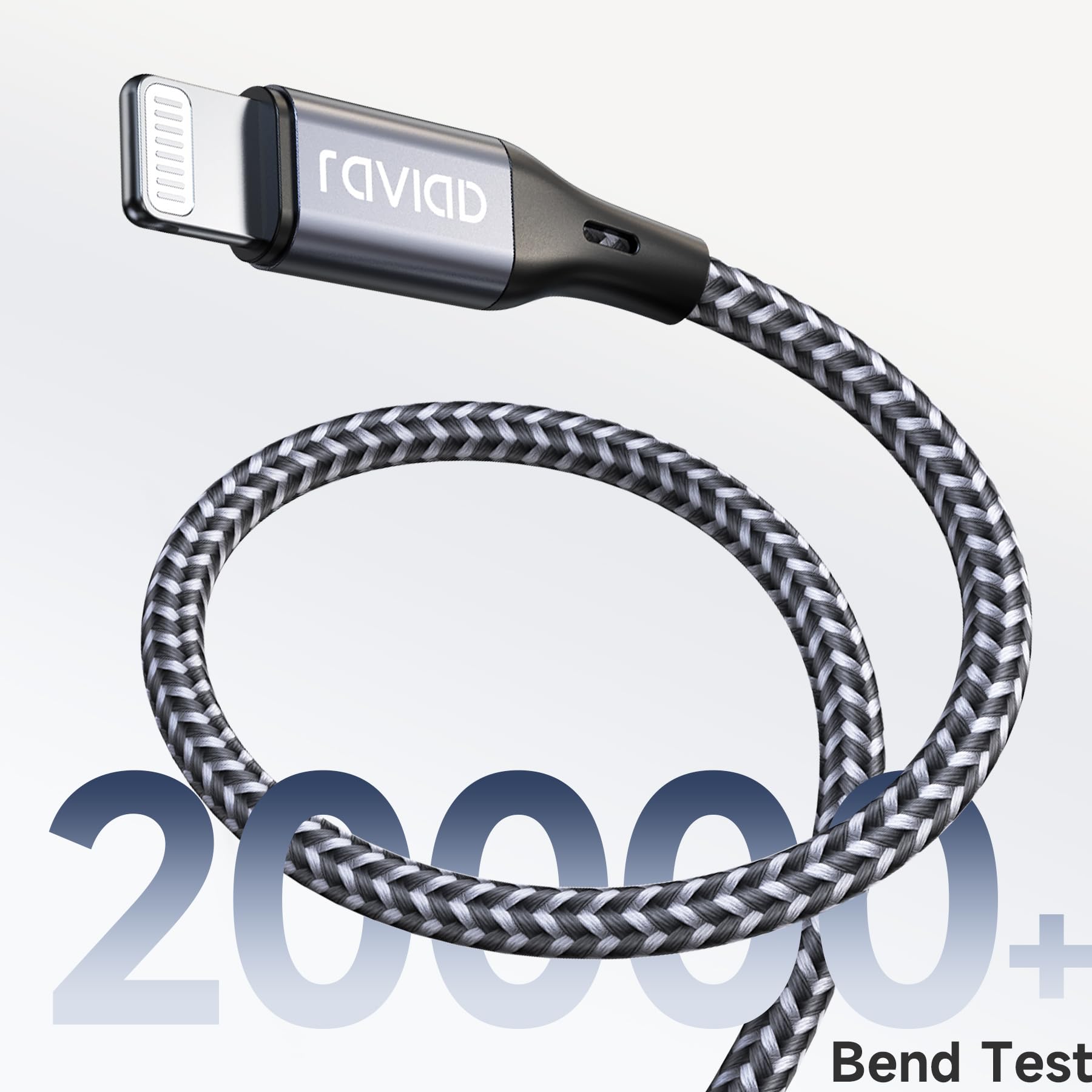 RAVIAD 15CM MFi Certified Short Lightning Cable - Nylon Braided Fast Charging Cable for iPhone 13/12/11 Pro Max/XS/XR/8/7/6/SE/5 (Gray) | Perfect for Travel, Car & Bedside Charging
