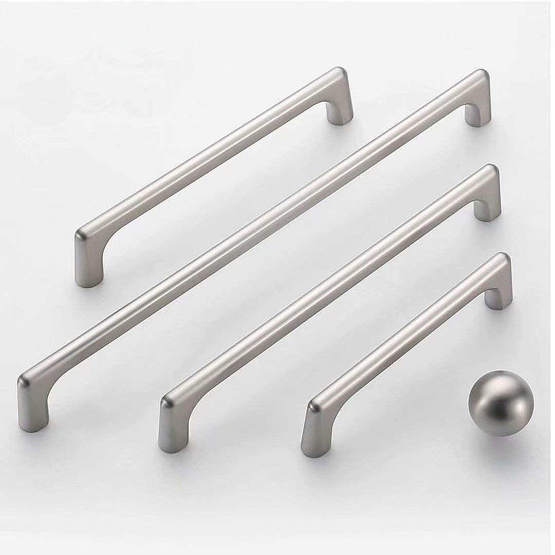 5-Pack Golden Zinc Alloy Cabinet Handles & Drawer Pulls - 128mm Hole Centers - Nickel Brushed Finish - Perfect for Kitchen Cabinets, Bedroom Furniture, Wardrobes & Cupboard Drawers
