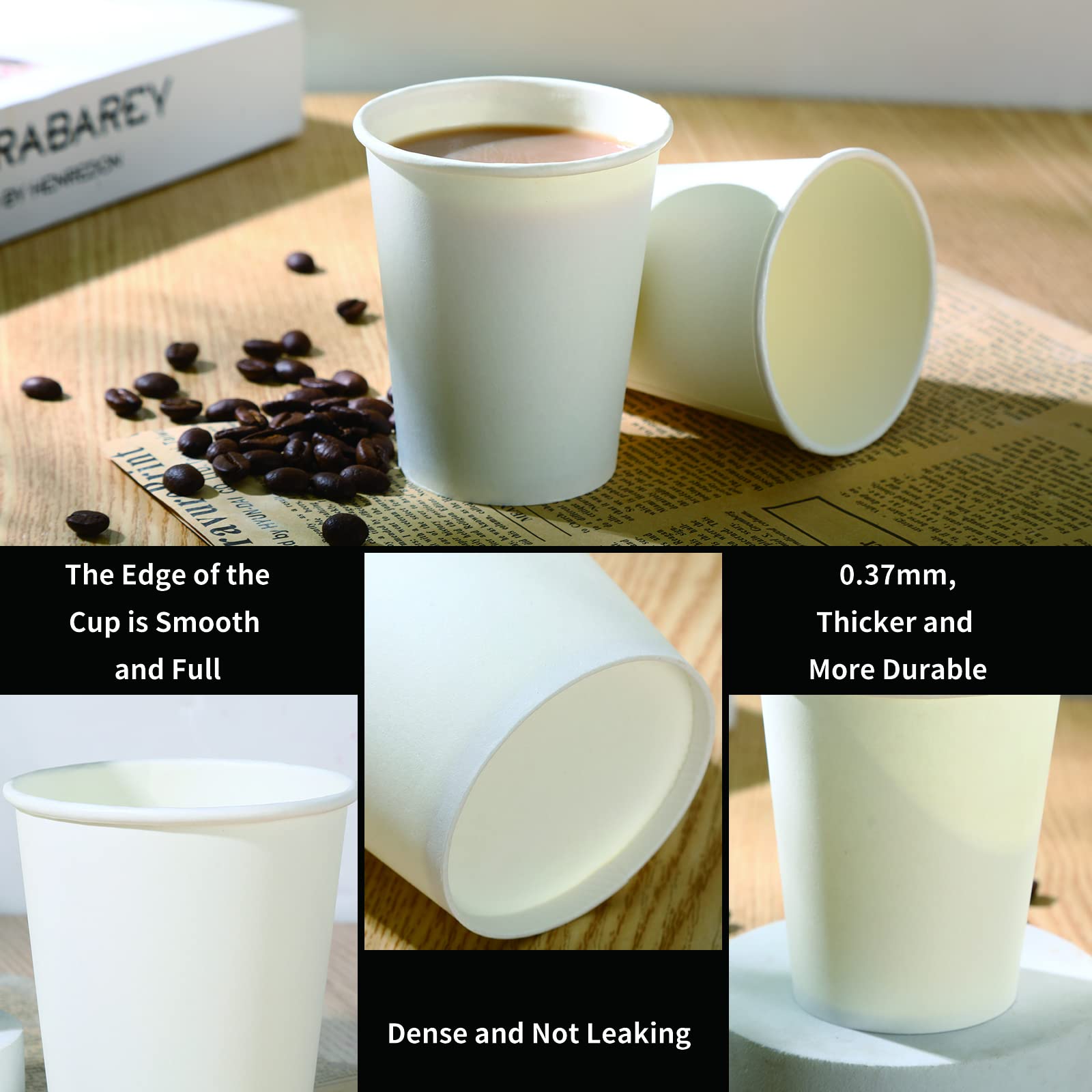 8 Oz Disposable Paper Coffee Cups (300 Pack) - Bulk Hot/Cold Drink Cups for Office, Cafes, Parties & Events - BPA Free & Eco-Friendly