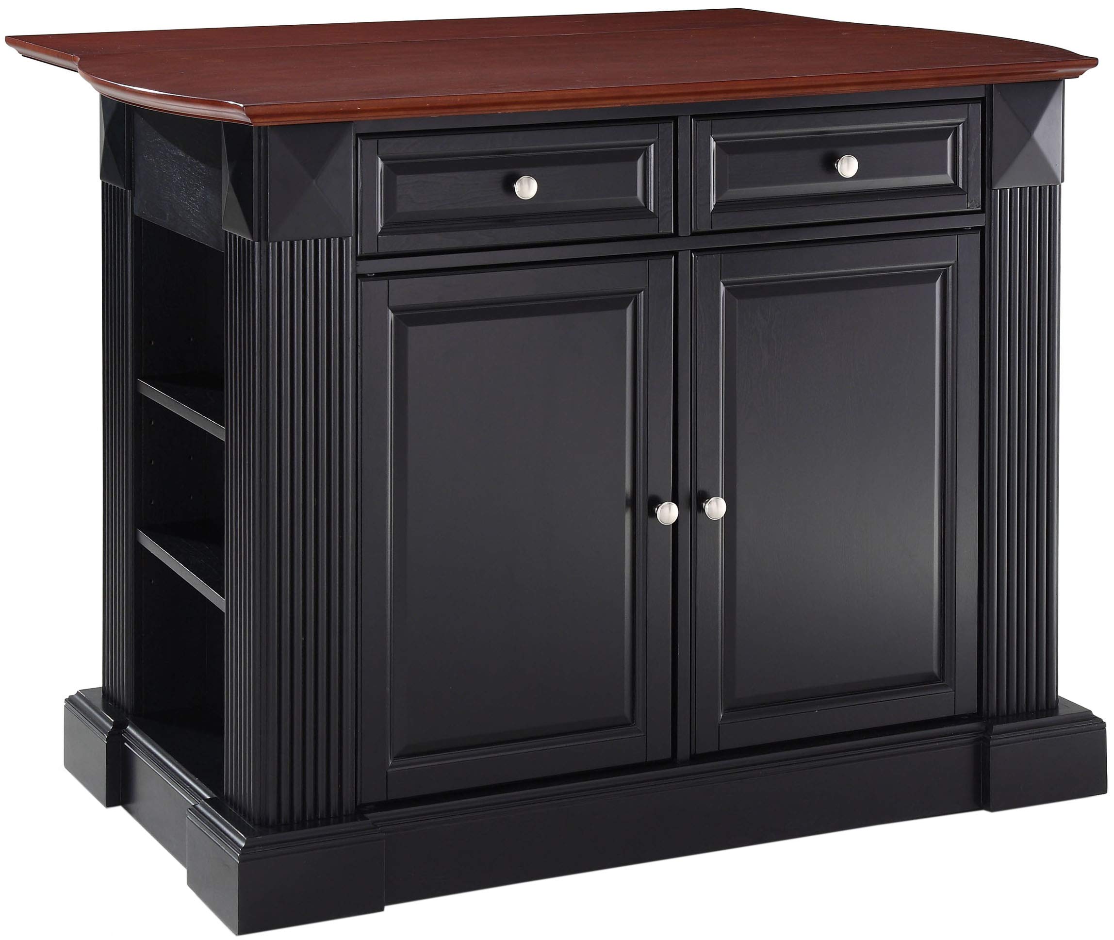 Crosley Black Drop Leaf Kitchen Island with Breakfast Bar - Expandable Dining Table for Small Spaces, Kitchen Storage & Countertop Workspace - Perfect for Apartments, Studios & Compact Homes