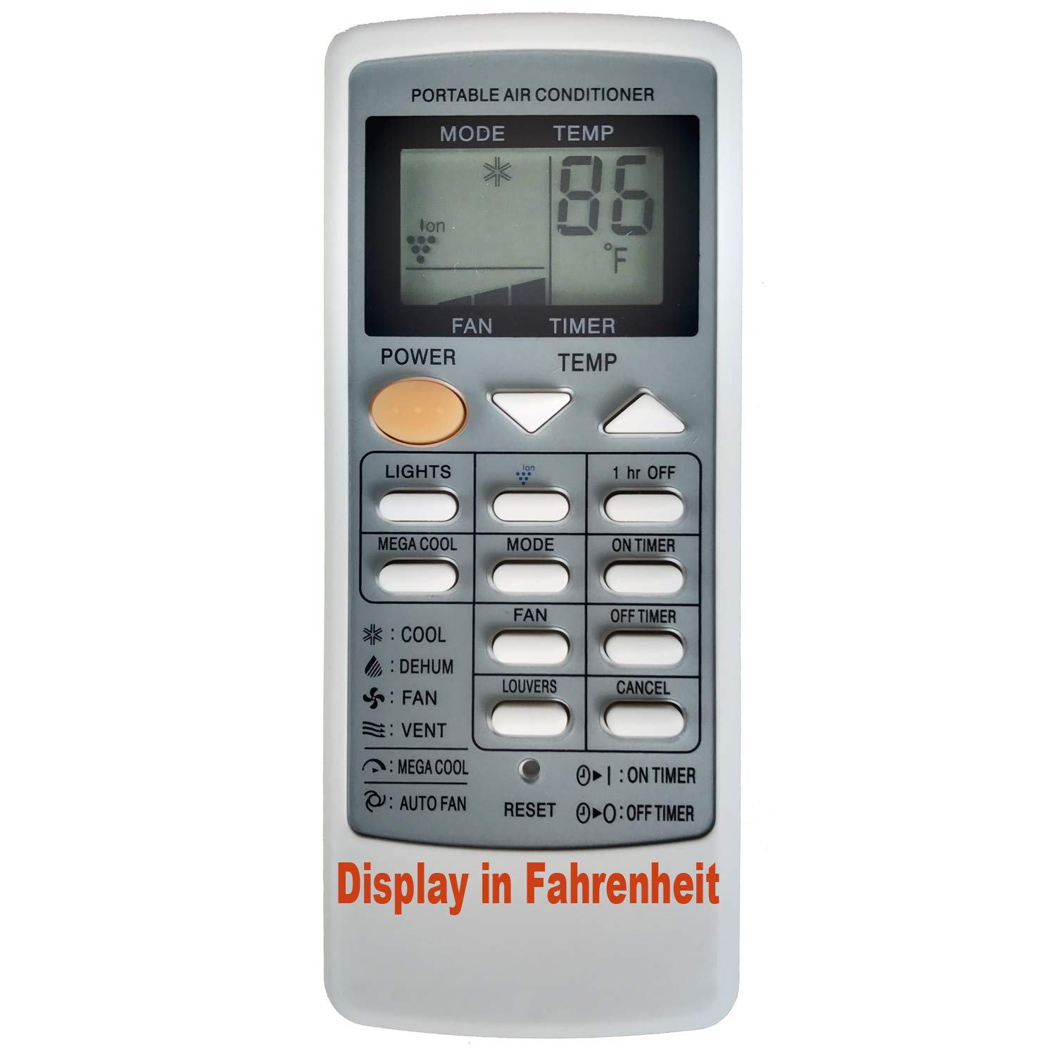 YING RAY Replacement Remote Control for Sharp Portable Air Conditioner Models CRMC-A729JBEZ CV-10MH CV-P10PC VD-3448 (Fahrenheit Display) - Perfect for Home, Office, and Bedroom Cooling Comfort
