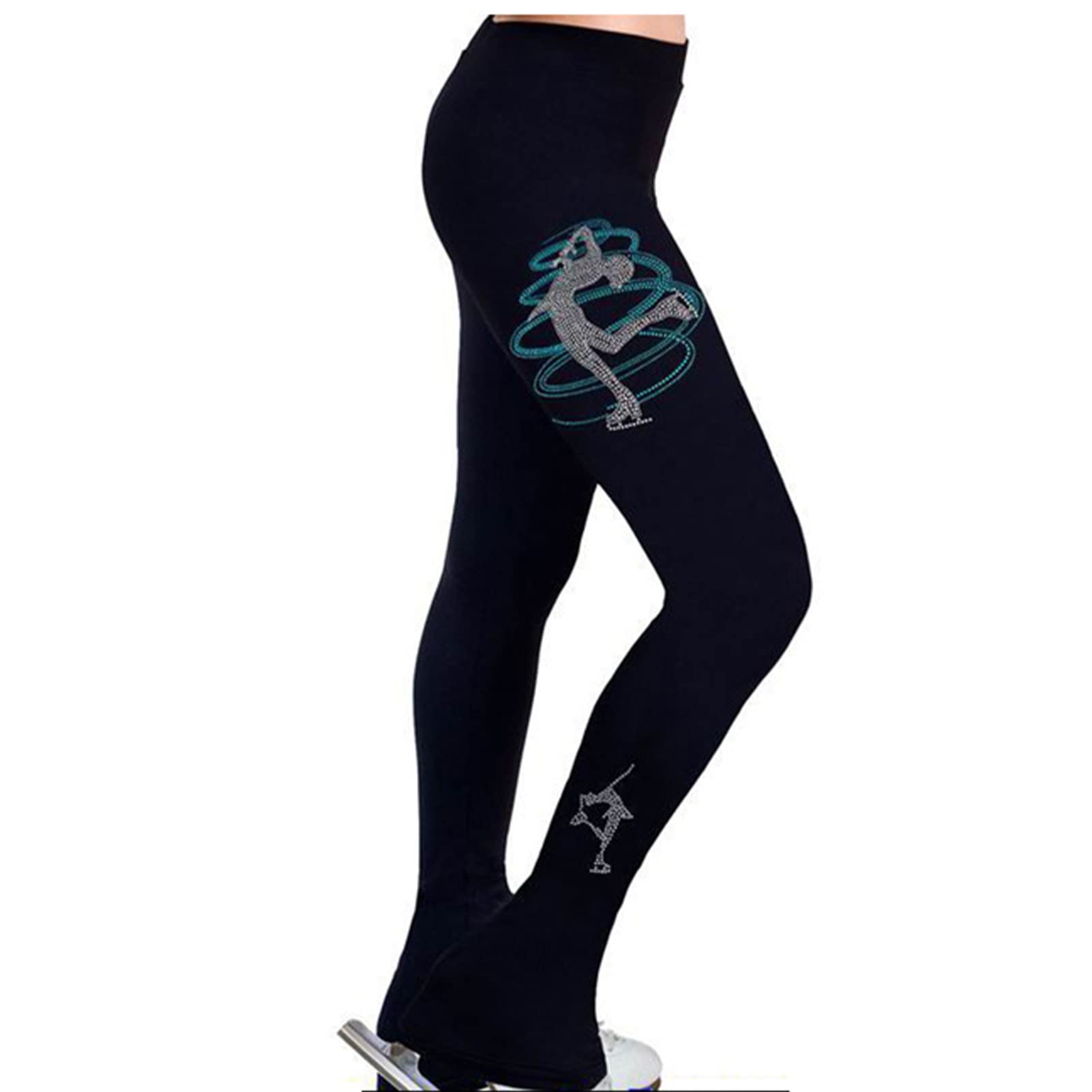 WENNEW Women's Figure Skating Fleece Leggings - Thermal Winter Training Pants for Ice Skating, Yoga & Outdoor Sports - Warm Stretchable Activewear for Cold Weather