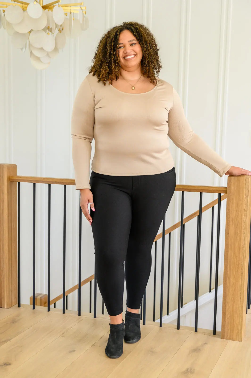 Basic Long Sleeve Top in Sand - Comfortable Casual Women's Shirt for Everyday Wear, Work & Outfits