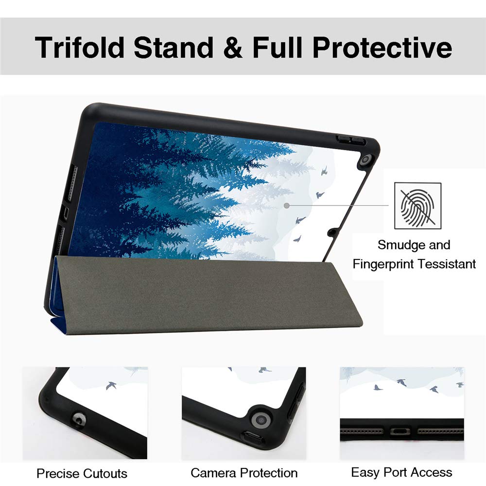 Premium Shockproof Case for iPad 9th/8th/7th Generation (10.2-inch 2021/2020/2019 Models A2270 A2428 A2429 A2197) - Forest Design with Apple Pencil Holder & Auto Sleep/Wake - Perfect for Artists, Students & Professionals - Drawing, Painting & Daily Protection