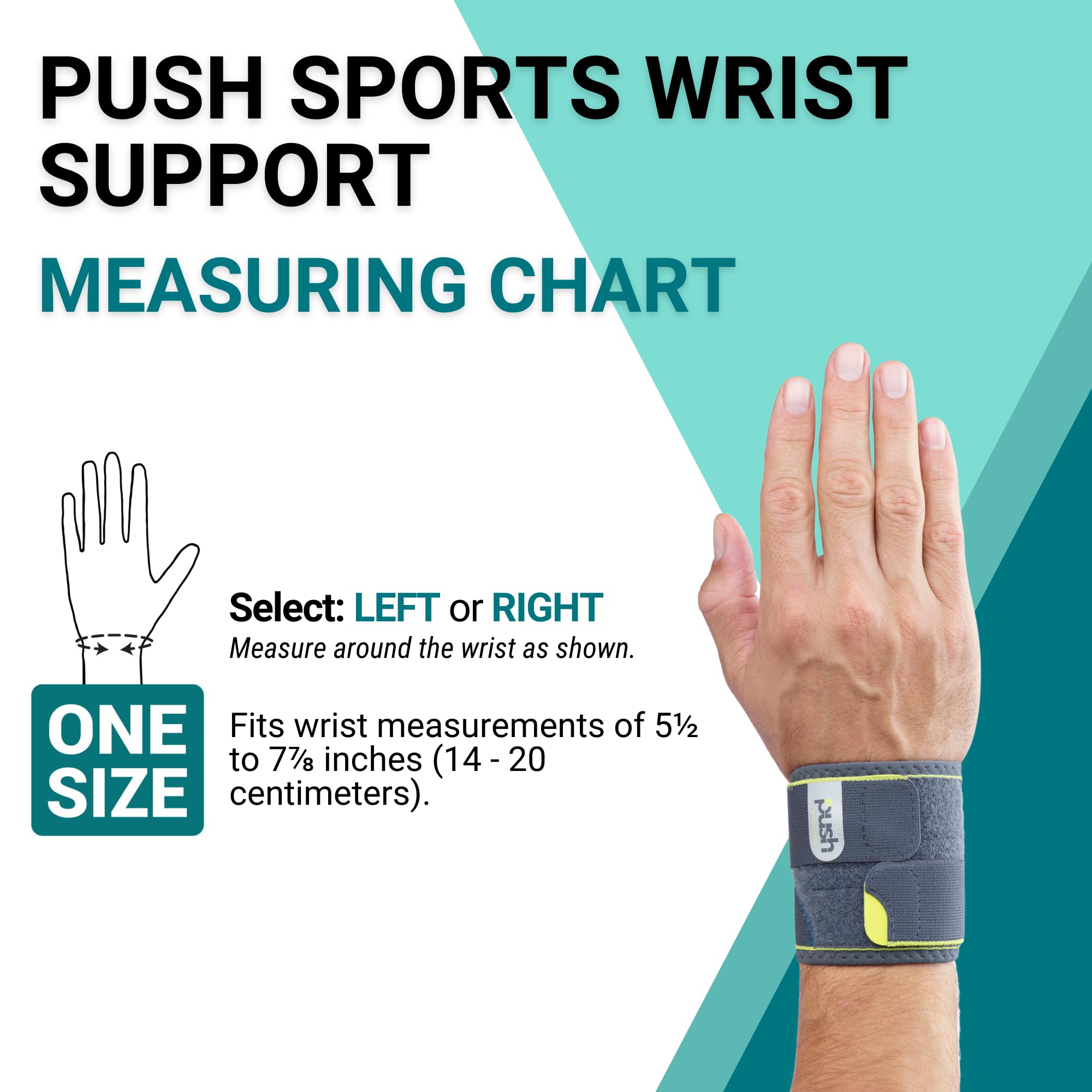 Push Sports Wrist Support Brace - Adjustable Compression Wrist Wrap with Thumb Loop for Pain Relief & Stability (Left Hand) - Ideal for Weightlifting, Basketball, Tennis & Arthritis Support