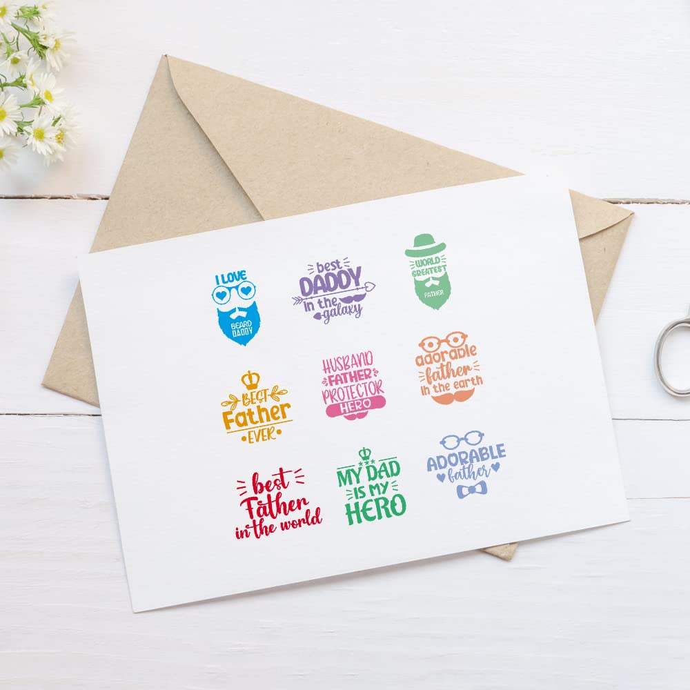 Father's Day Clear Rubber Stamps Set - DIY Card Making, Scrapbooking & Photo Album Decorations - Happy Father's Day Words, Daddy Letters & Holiday Blessings - Perfect for Handmade Greeting Cards, Gift Wrapping & Craft Projects