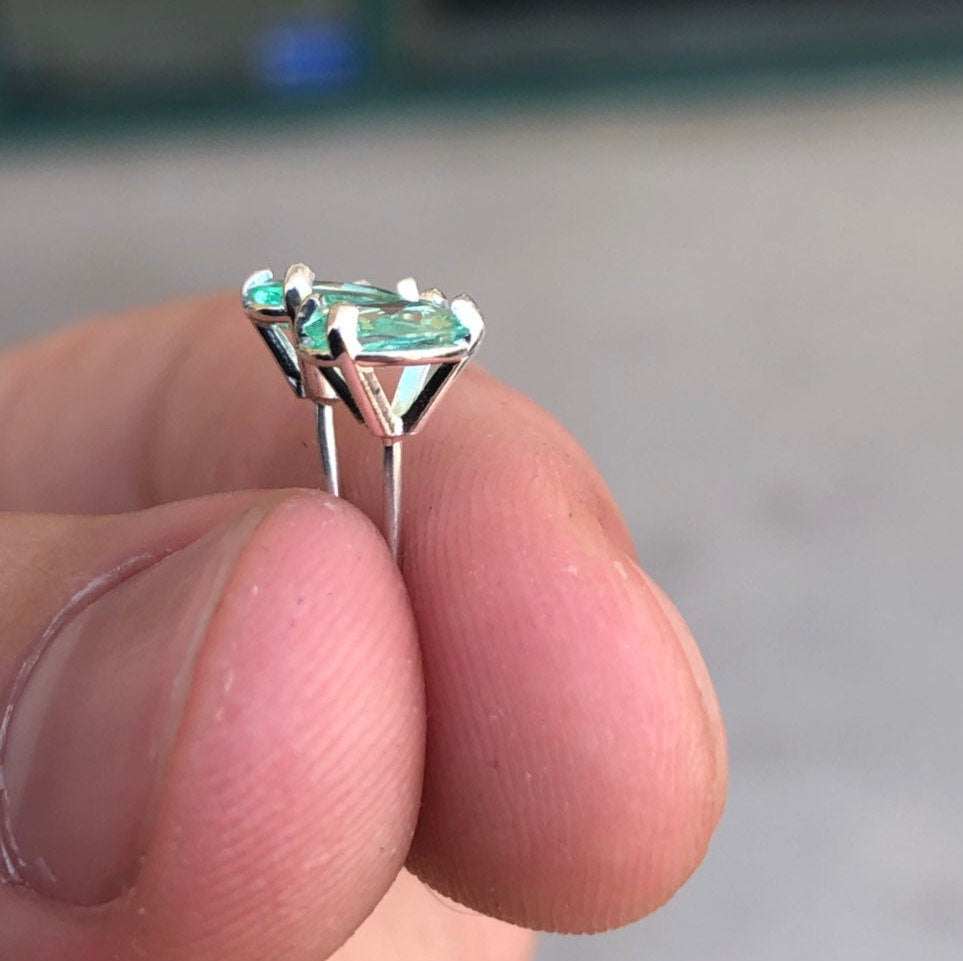 1.0tcw Oval Martini Emerald Stud Earrings in .925 Sterling Silver - Elegant Jewelry for Women, Perfect for Parties, Weddings & Everyday Wear