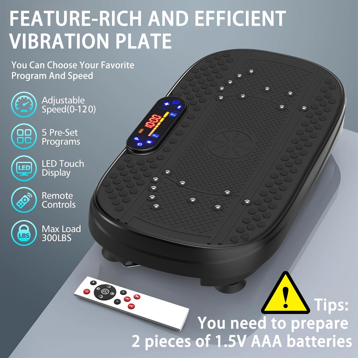 Whole Body Vibration Plate Exercise Machine with Resistance Bands - Adjustable Speed Home Fitness Platform for Weight Loss, Muscle Toning & Recovery | Perfect for Home Gym, Physical Therapy & Senior Workouts