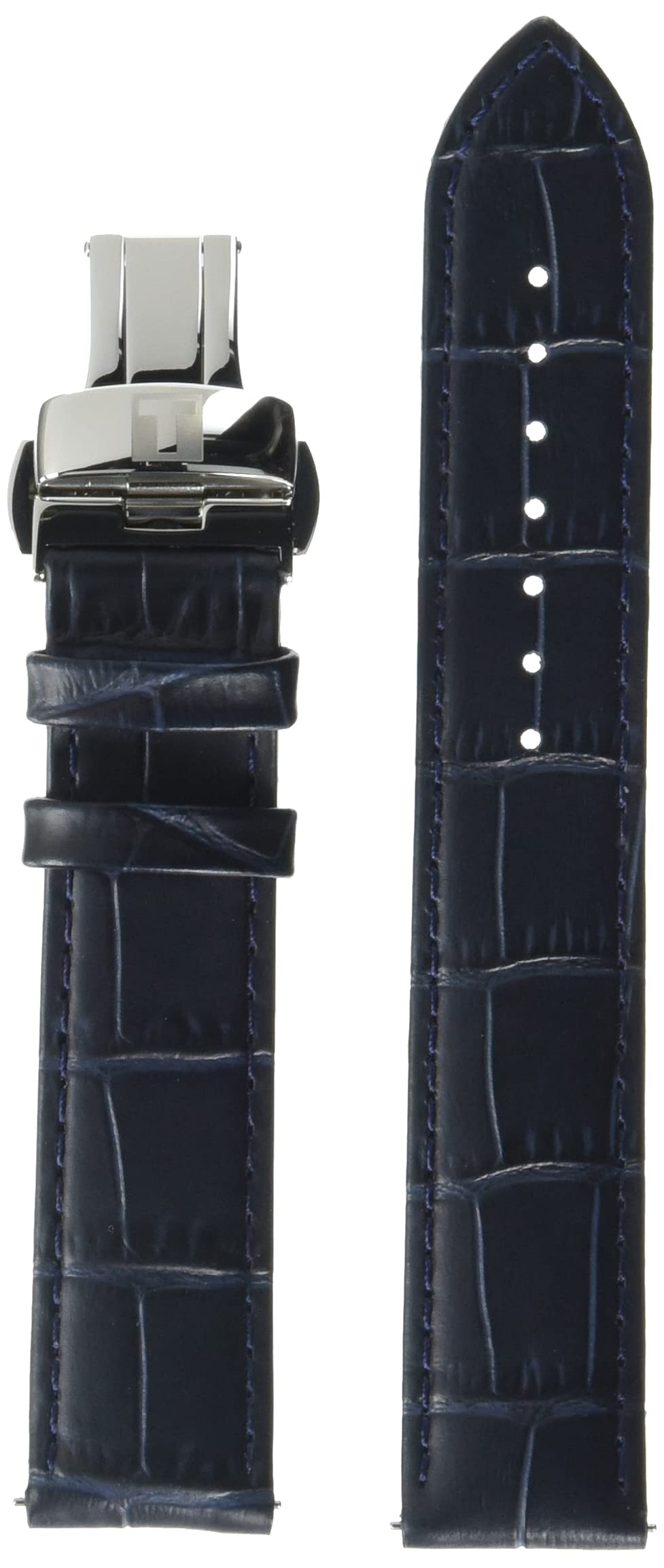 Tissot Genuine Leather Blue Watch Band 19mm Replacement Strap for T852032781 - Perfect for Dress Watches & Formal Occasions