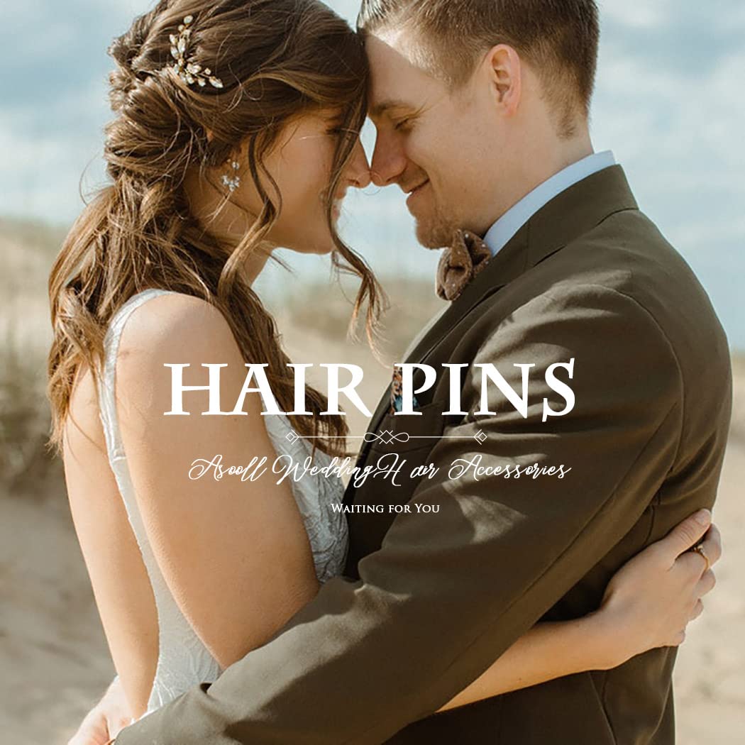 Silver Pearl Bridal Hair Pins - Crystal Rhinestone Hair Clips for Wedding & Party (2 Pack)