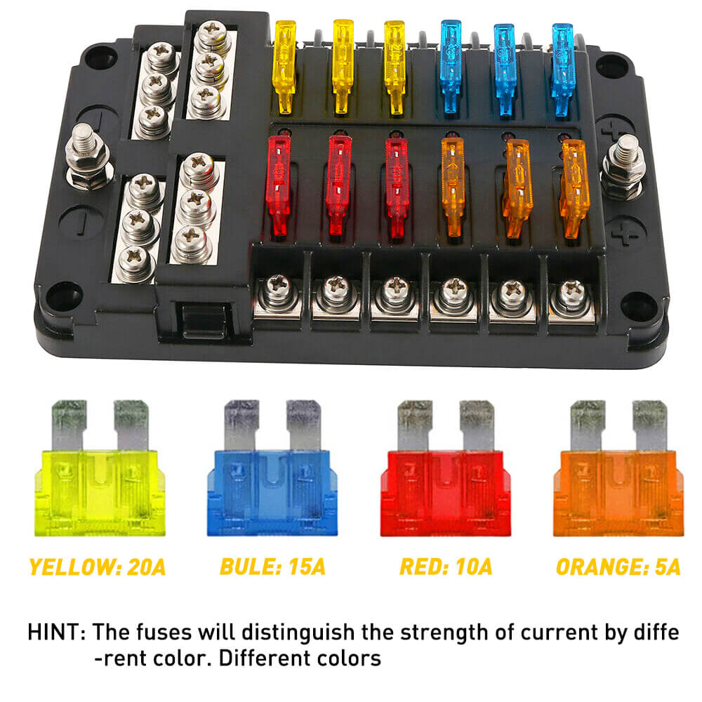 220 PCS Universal Car Fuses Kit - Standard & Mini Size with 12 Way Blade Fuse Box (Includes 24 Fuses) for Automotive Electrical Repairs, Vehicle Maintenance & Emergency Roadside Use