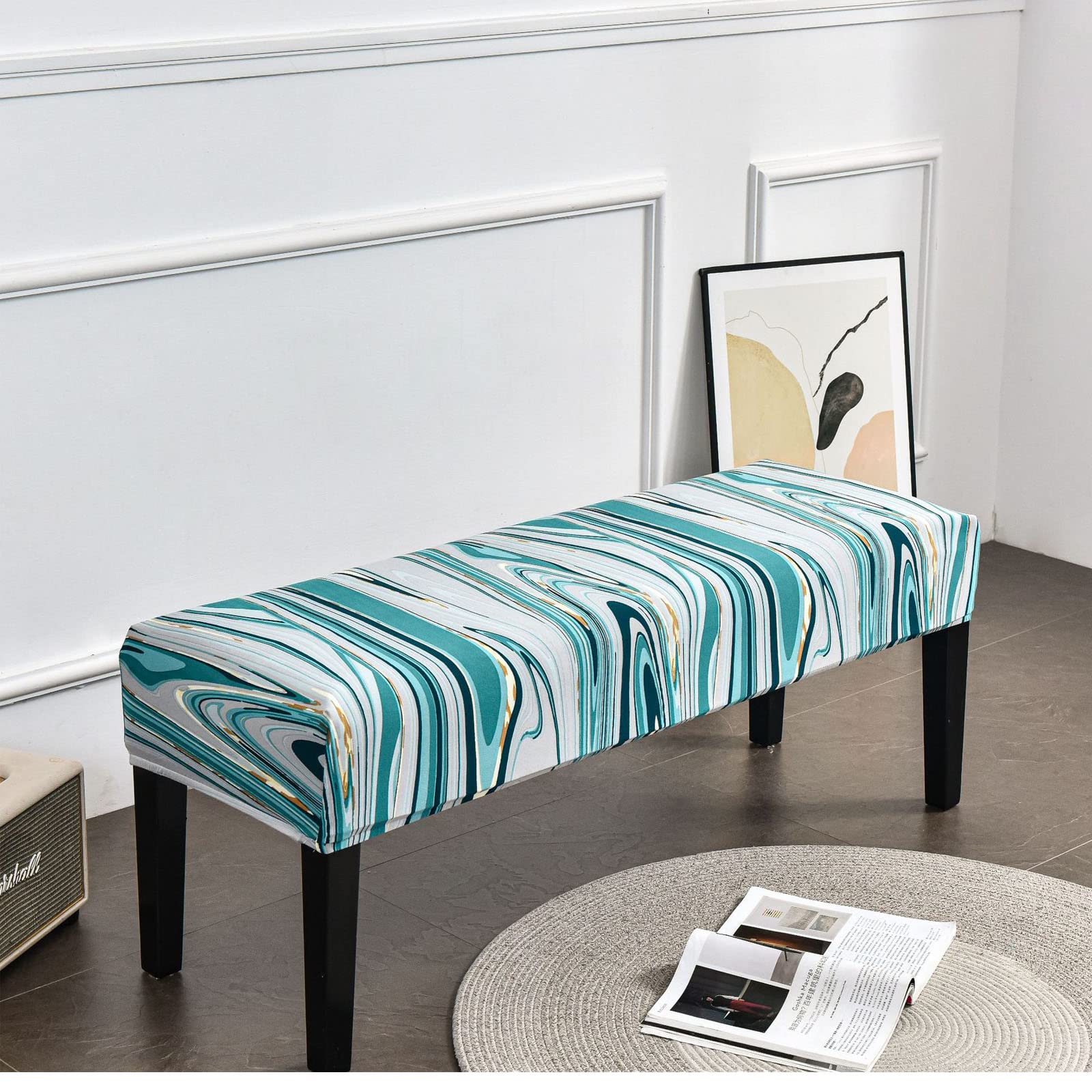 Stretchable Washable Dining Room Bench Slipcover - Universal Fit Seat Protector Cover for Living Room, Bedroom & Kitchen | Home Decor & Furniture Protection