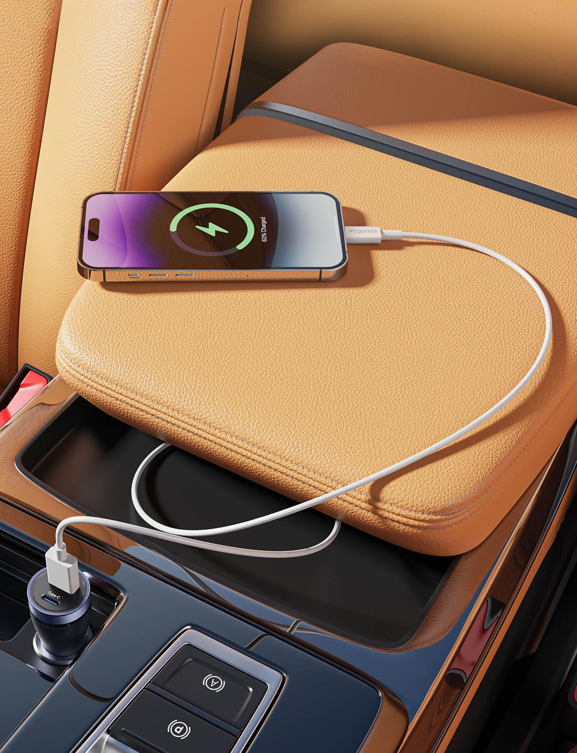 1ft USB C CarPlay Cable for iPhone 16/15 - 2 Pack for Driving