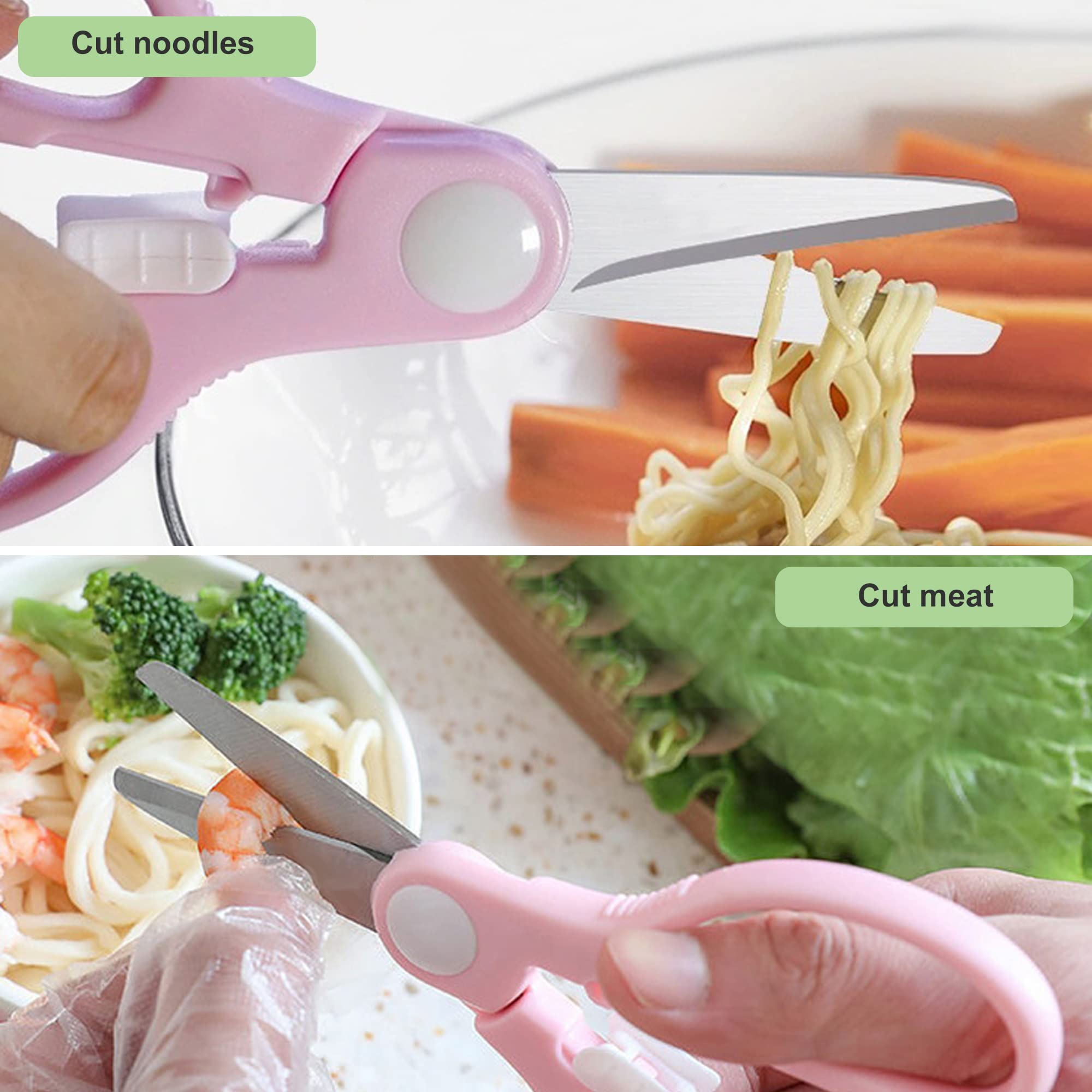 ATB Portable Baby Food Scissors with Safety Lock - Stainless Steel Toddler Feeding Shears for Chicken, Fish, Meat & Herbs | Safe for Noodles & Poultry | Ideal for Travel, Home & Baby Food Prep (Blue)