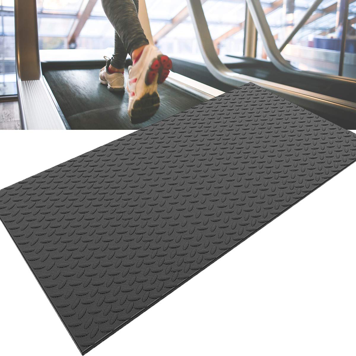 Premium EVA Rubber Exercise Equipment Mat - Large 175x80cm Treadmill Mat, Soundproof & Shock Absorbing Floor Protection for Home Gym, Treadmill, Exercise Bike & Rowing Machine - Perfect for Noise Reduction & Equipment Protection in Home Workouts