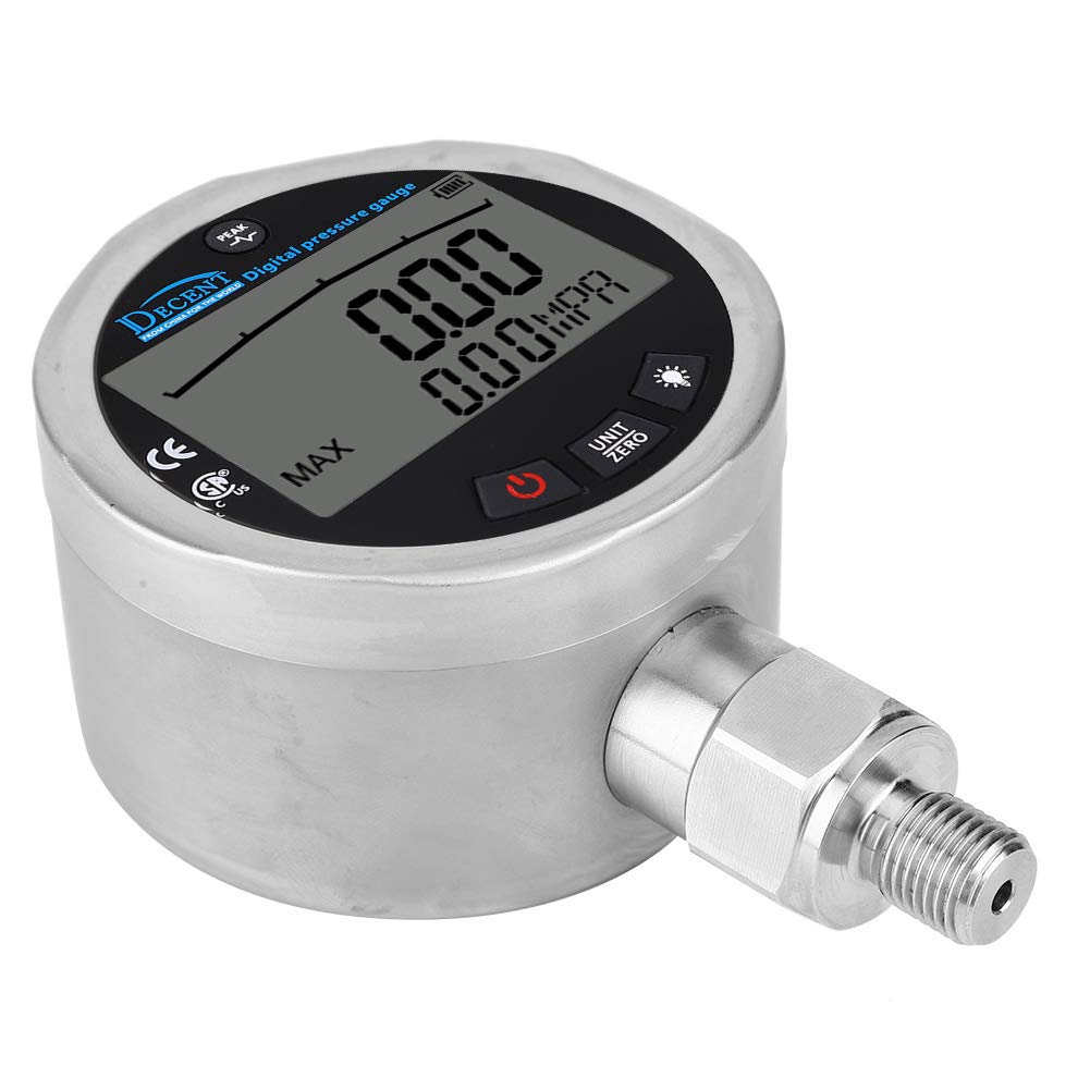 Digital Pressure Gauge 400BAR (0-40Mpa/5800PSI) with G1/4 Male Connector - Hydraulic Oil Gas Water Pressure Meter for Industrial, Automotive & HVAC Systems
