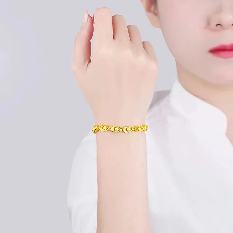 24K Pure Gold Bracelet for Women - 999 Solid Real Gold Bangle, Elegant Romantic Classic Jewelry Gift for Anniversary, Valentine's Day & Special Occasions