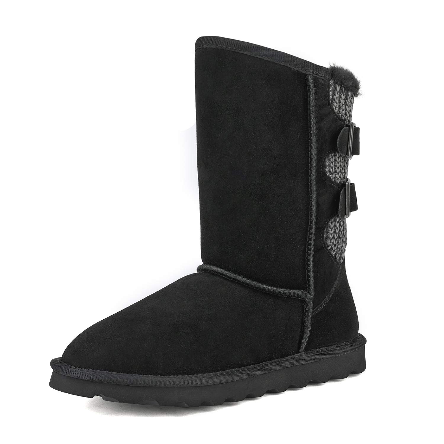 DREAM PAIRS Women's Mid Calf Winter Snow Boots - Waterproof Fuzzy Lined Booties with Buckle Detail for Cold Weather | Perfect for Snowy Days, Outdoor Activities & Casual Winter Fashion