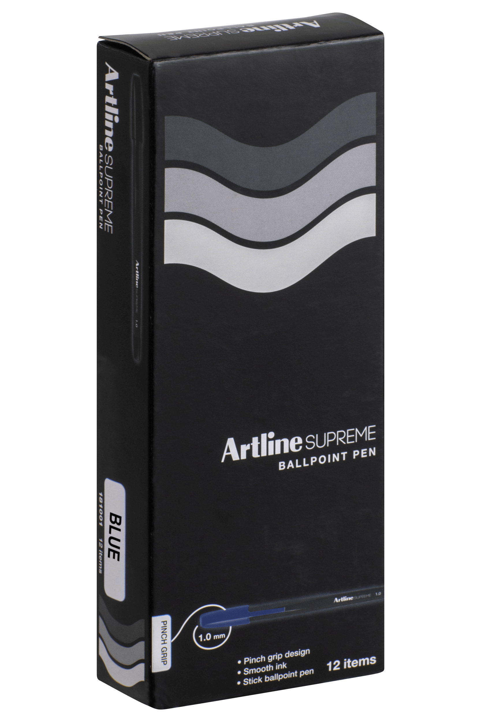 Artline Supreme Ballpoint Pens - Pack of 12 Blue Ink Pens for Office, School & Home Use - Smooth Writing & Comfort Grip - Ideal for Note Taking, Journaling & Everyday Writing Tasks