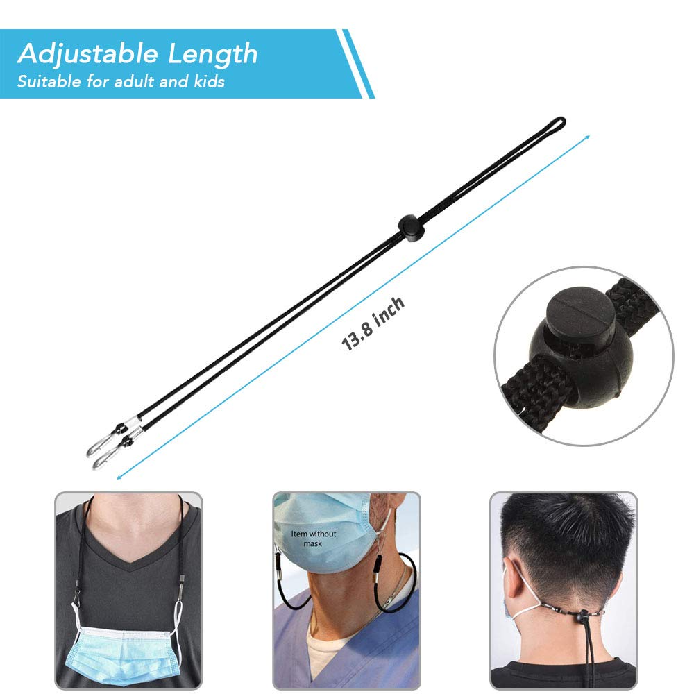 6 PCS Adjustable Face Mask Lanyards with Clips - for Kids & Adults - Daily Use & Travel