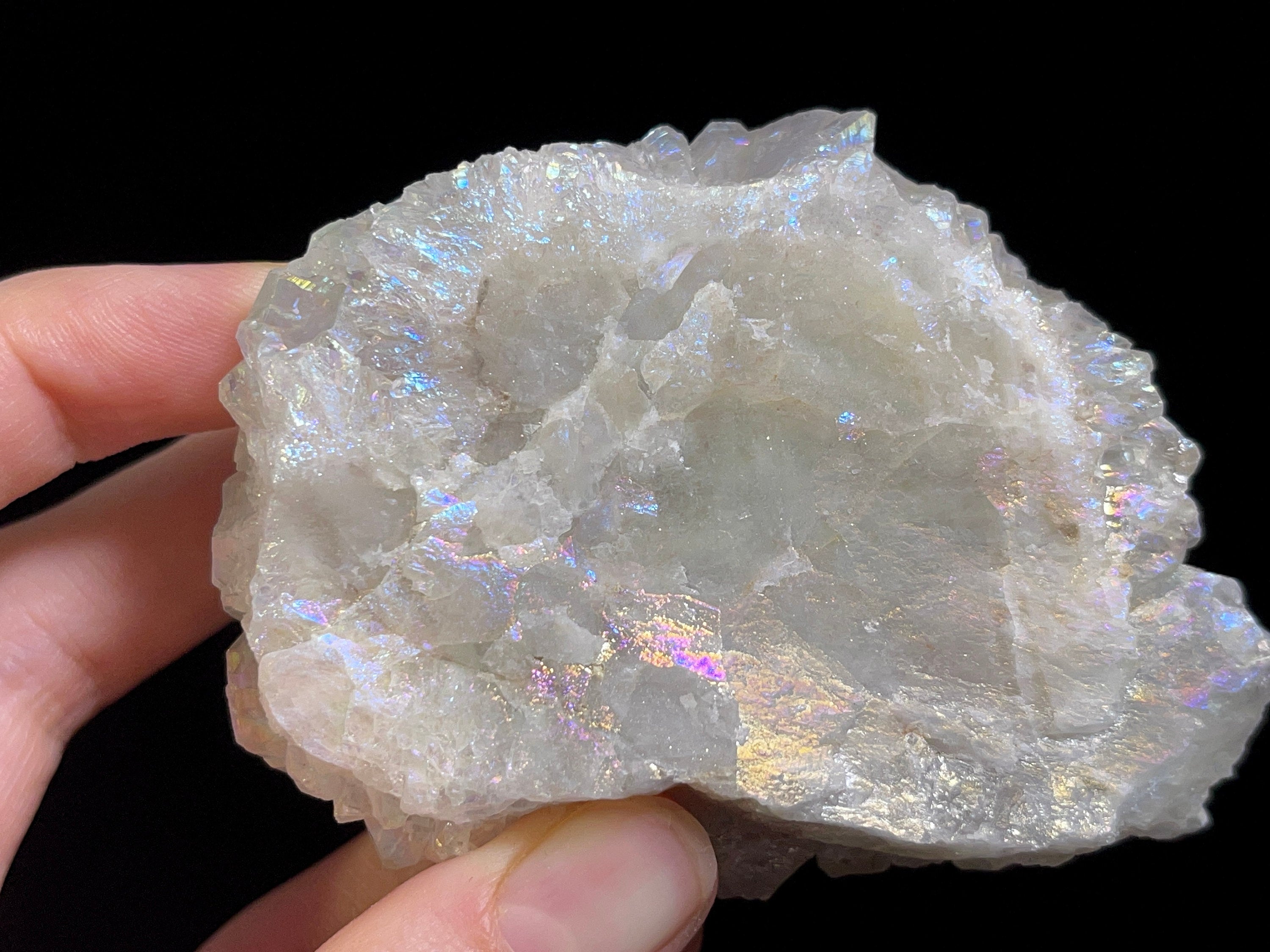 AURA QUARTZ Angel White Rainbow Quartz Crystal Cluster - Natural Spirit Quartz Healing Stone for Meditation, Reiki & Boho Home Decor - Perfect for Spiritual Gifts & Crystal Collection