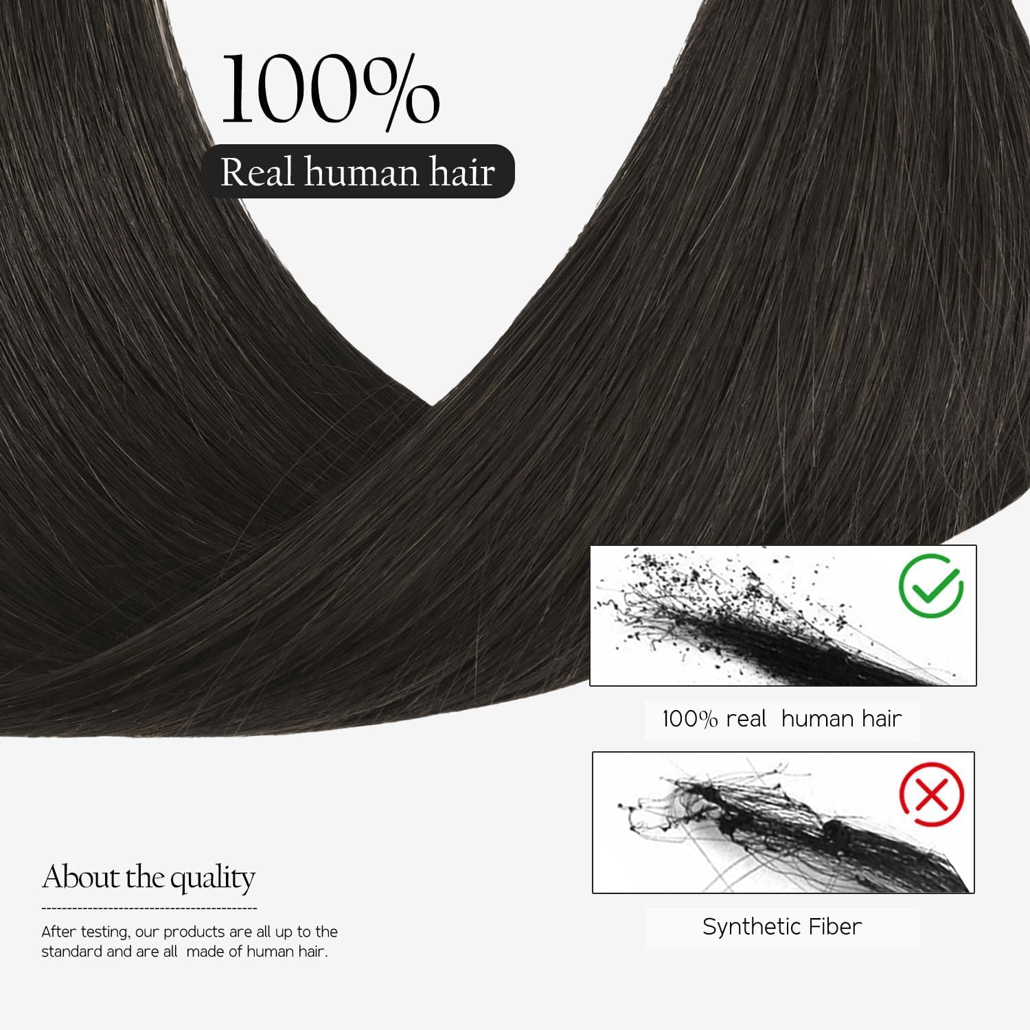 HUAYI Dark Brown Clip-in Hair Extensions 22 Inch - 7pcs 120g Remy Human Hair with 16 Clips - Soft Silky Straight Hair Extensions for Women - Perfect for Daily Styling, Volume Boost & Special Occasions