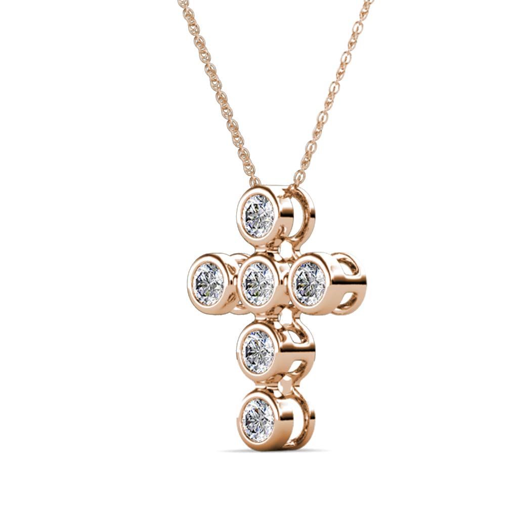 0.10 Carat Diamond Cross Pendant Necklace in 14K Gold with 18 Inch Chain - Perfect for Women's Everyday Wear, Gift Giving & Special Occasions