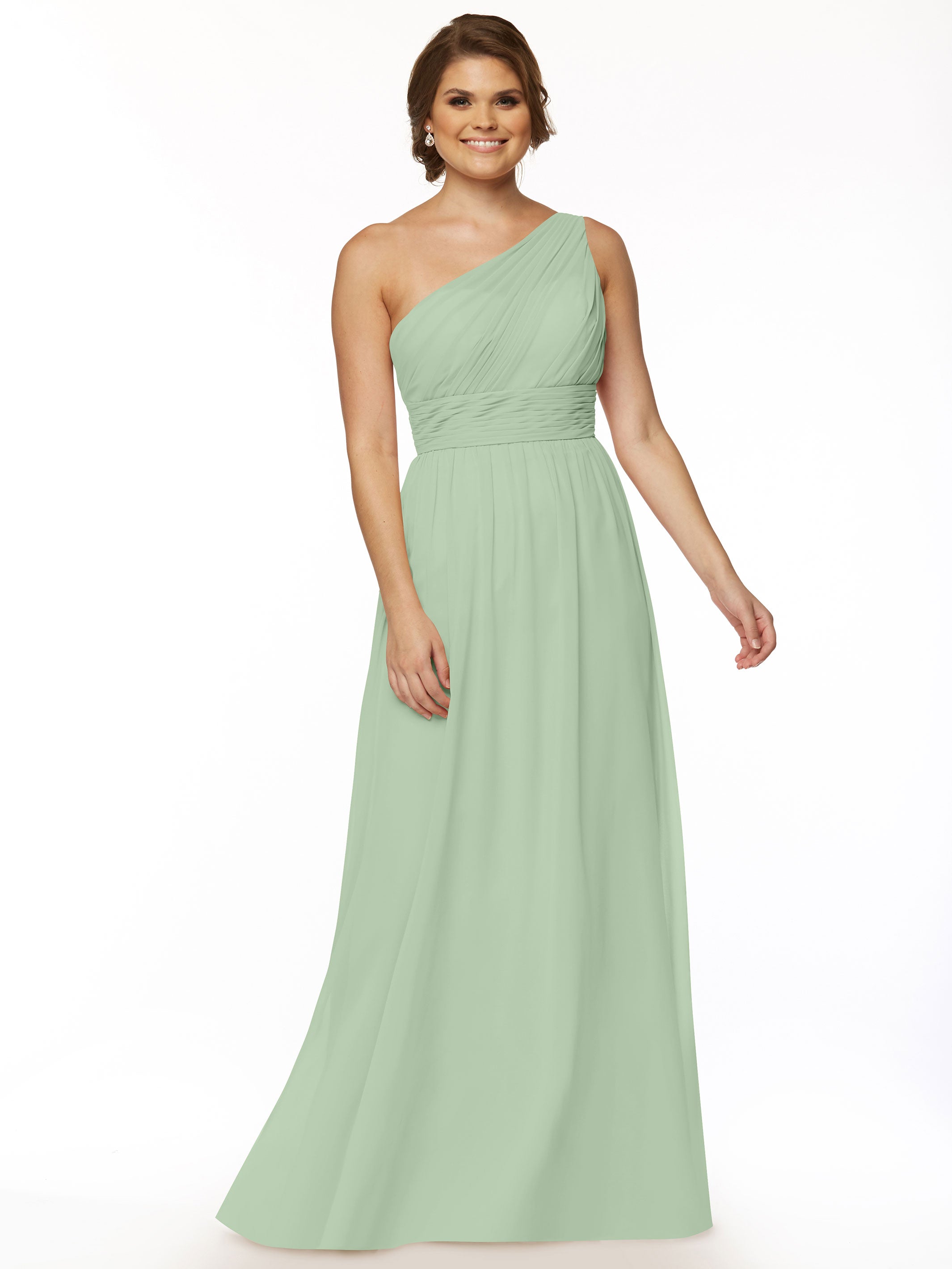Elegant One Shoulder A-Line Chiffon Bridesmaid Dress with Ruching - Perfect for Weddings, Formal Events & Special Occasions