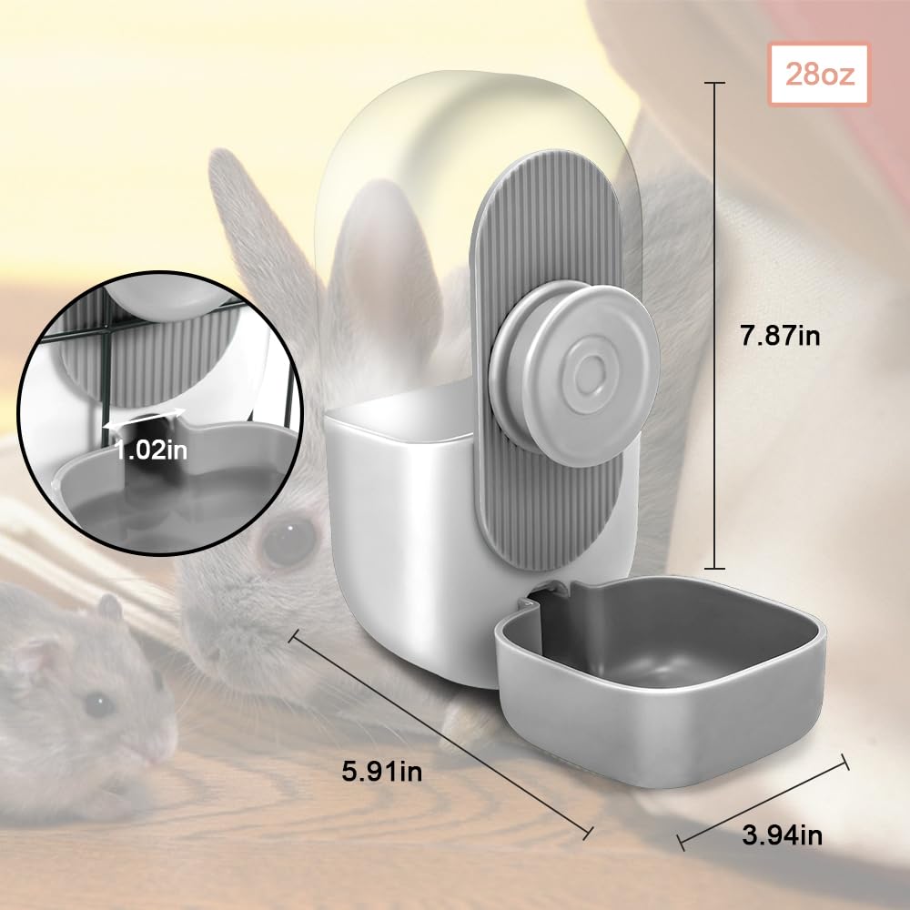 28oz No Drip Automatic Water Bottle for Rabbits & Guinea Pigs - Hanging Fountain Dispenser for Cage - Perfect for Small Pets, Travel & Outdoor Use
