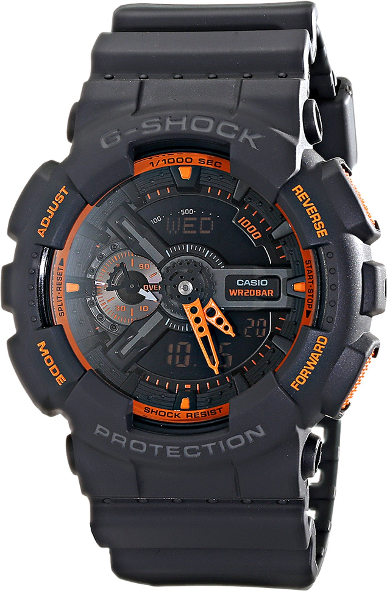 Casio GA-110TS-1A4 G-Shock Analog-Digital Men's Watch with Grey Resin Band - Shock Resistant, Waterproof for Outdoor Sports, Work & Daily Wear