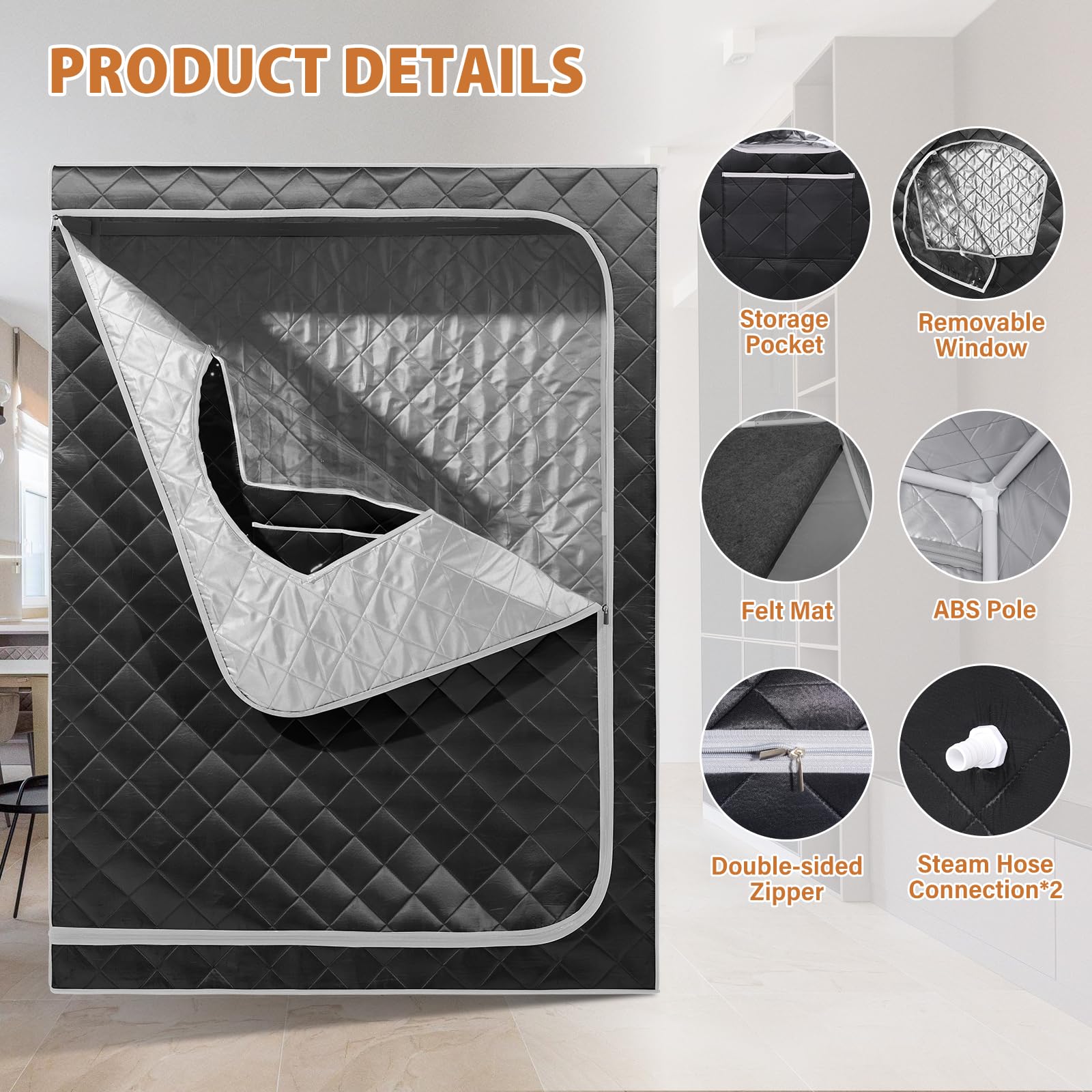 Gollense 2-Person Portable Steam Sauna Tent with 2 Folding Chairs - Full Size Home Spa for Relaxation & Detox - Indoor Personal Sauna (Steamer Not Included) - Perfect for Home Wellness, Stress Relief & Muscle Recovery
